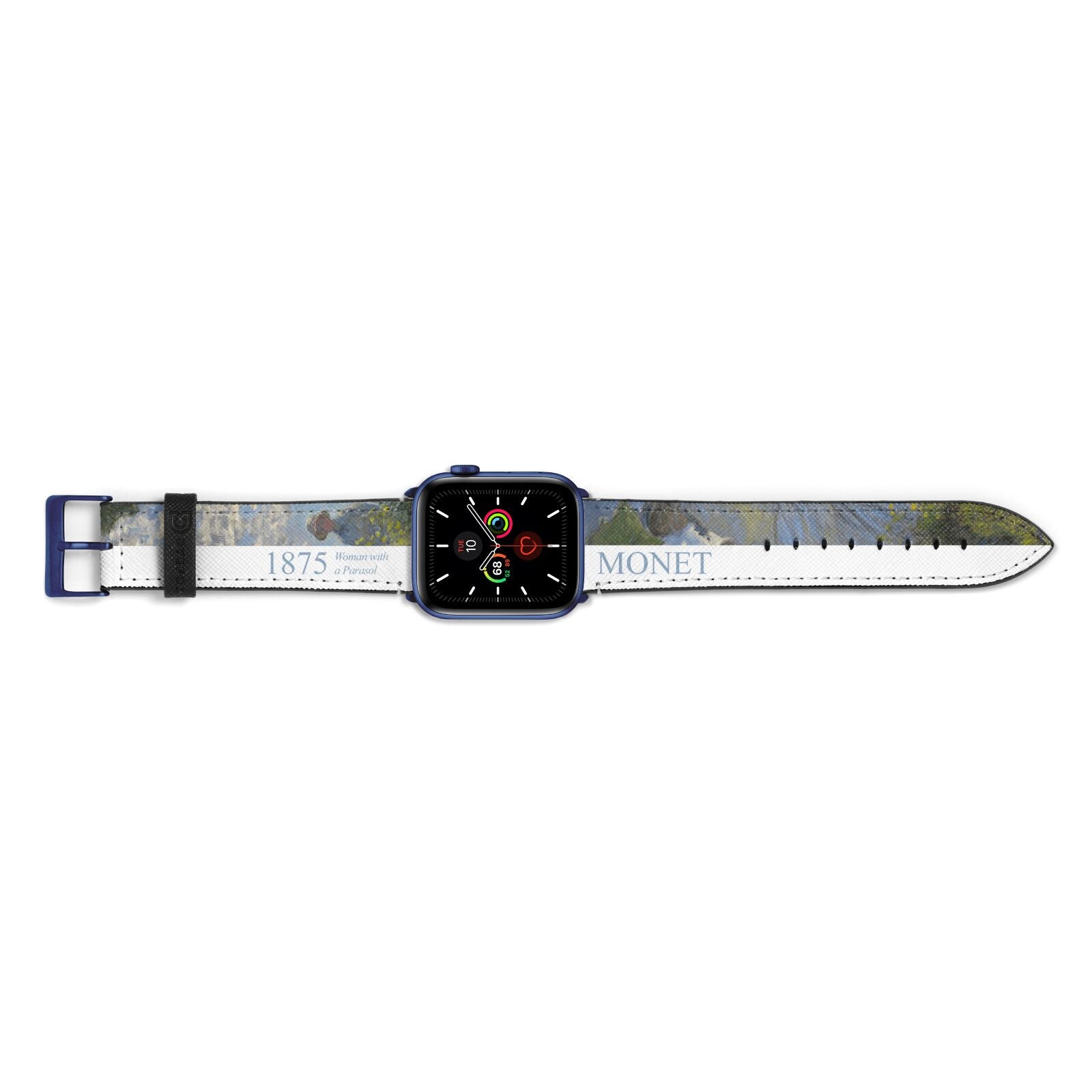 Madame Monet And Her Son By Claude Monet Apple Watch Strap Landscape Image Blue Hardware