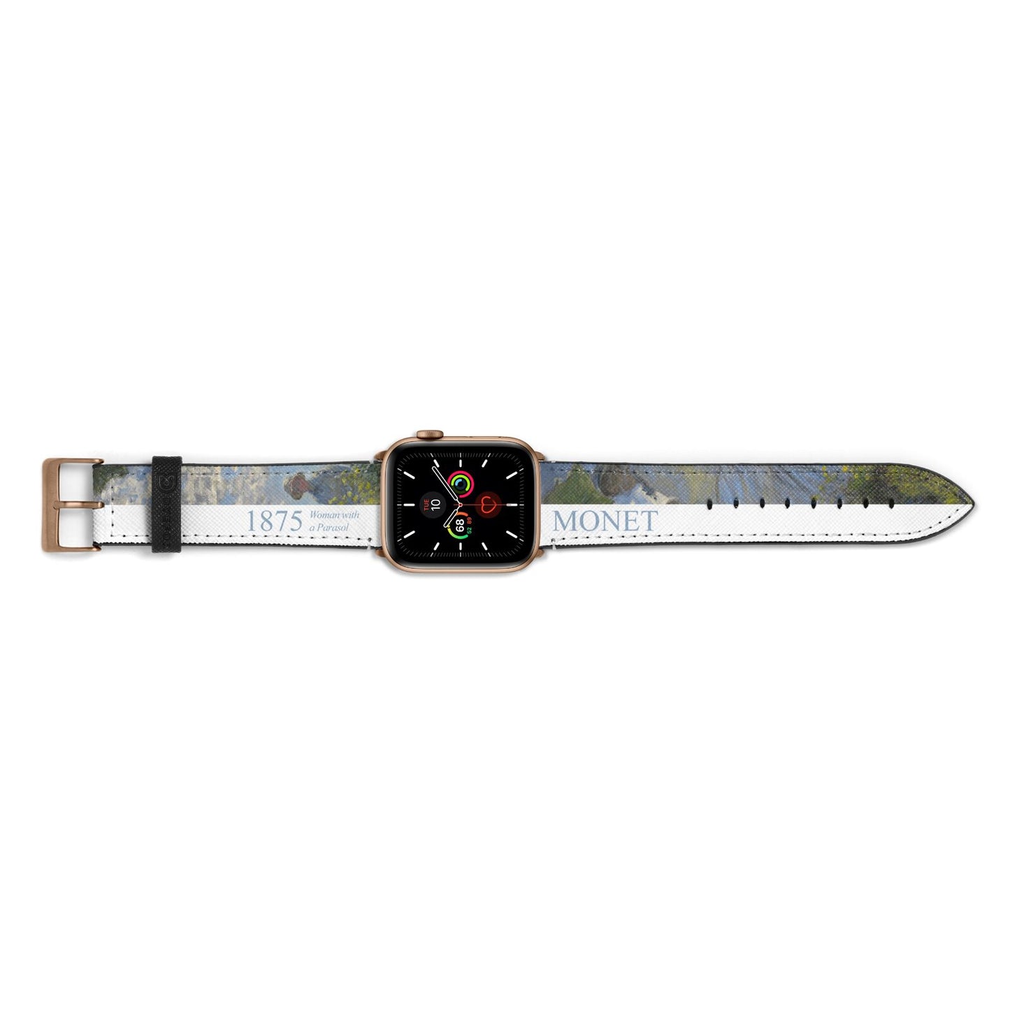 Madame Monet And Her Son By Claude Monet Apple Watch Strap Landscape Image Gold Hardware