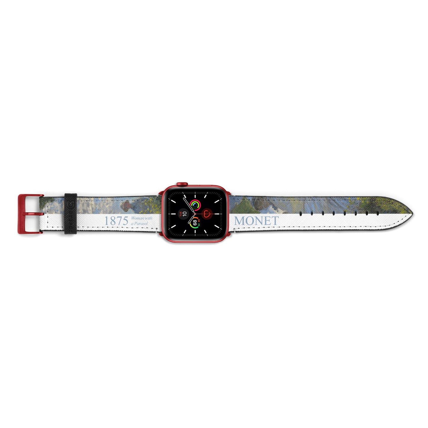 Madame Monet And Her Son By Claude Monet Apple Watch Strap Landscape Image Red Hardware