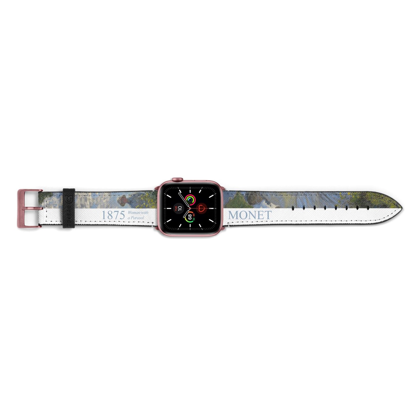 Madame Monet And Her Son By Claude Monet Apple Watch Strap Landscape Image Rose Gold Hardware