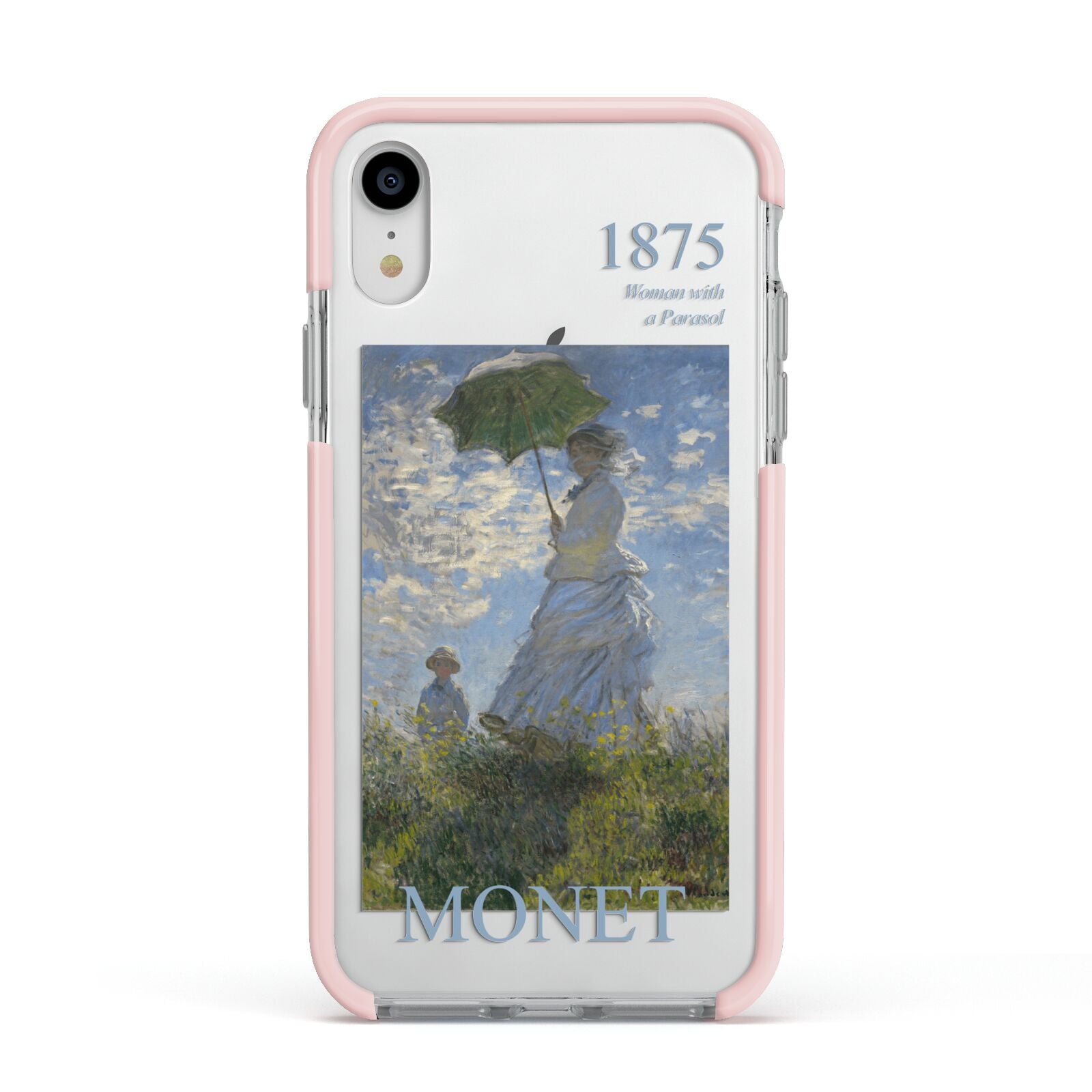 Madame Monet And Her Son By Claude Monet Apple iPhone XR Impact Case Pink Edge on Silver Phone