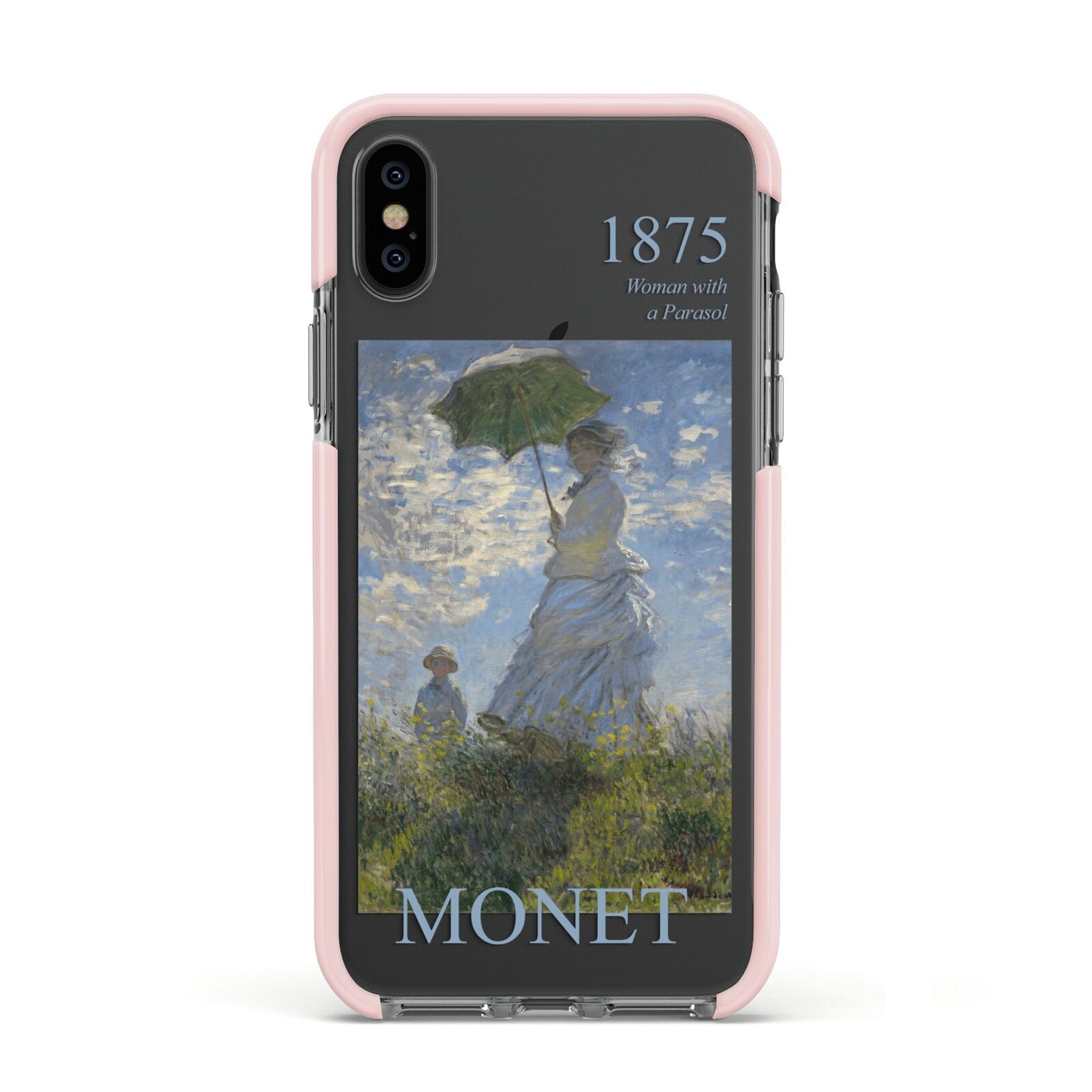 Madame Monet And Her Son By Claude Monet Apple iPhone Xs Impact Case Pink Edge on Black Phone