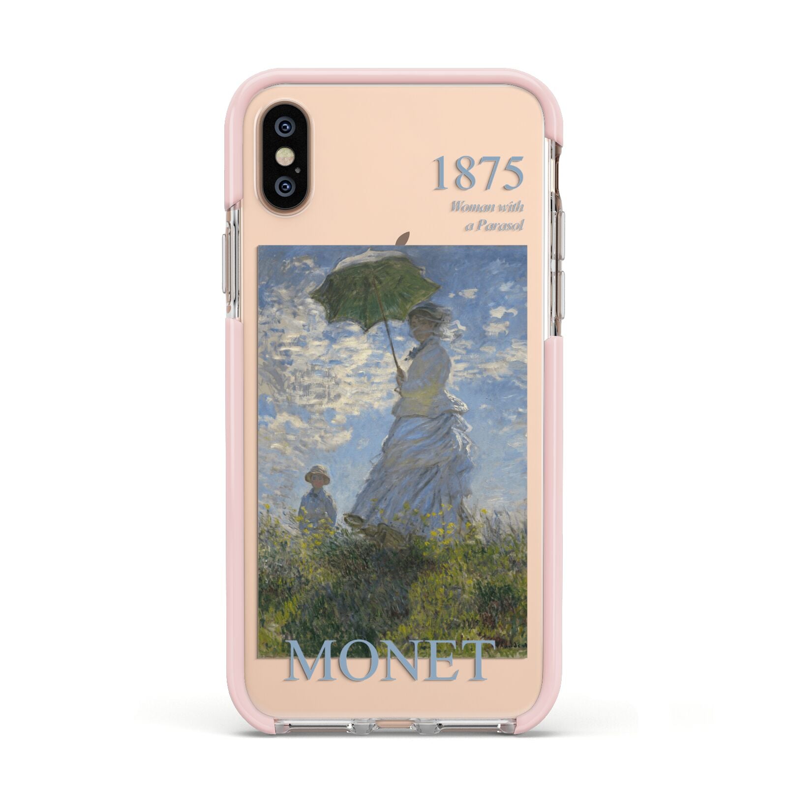 Madame Monet And Her Son By Claude Monet Apple iPhone Xs Impact Case Pink Edge on Gold Phone