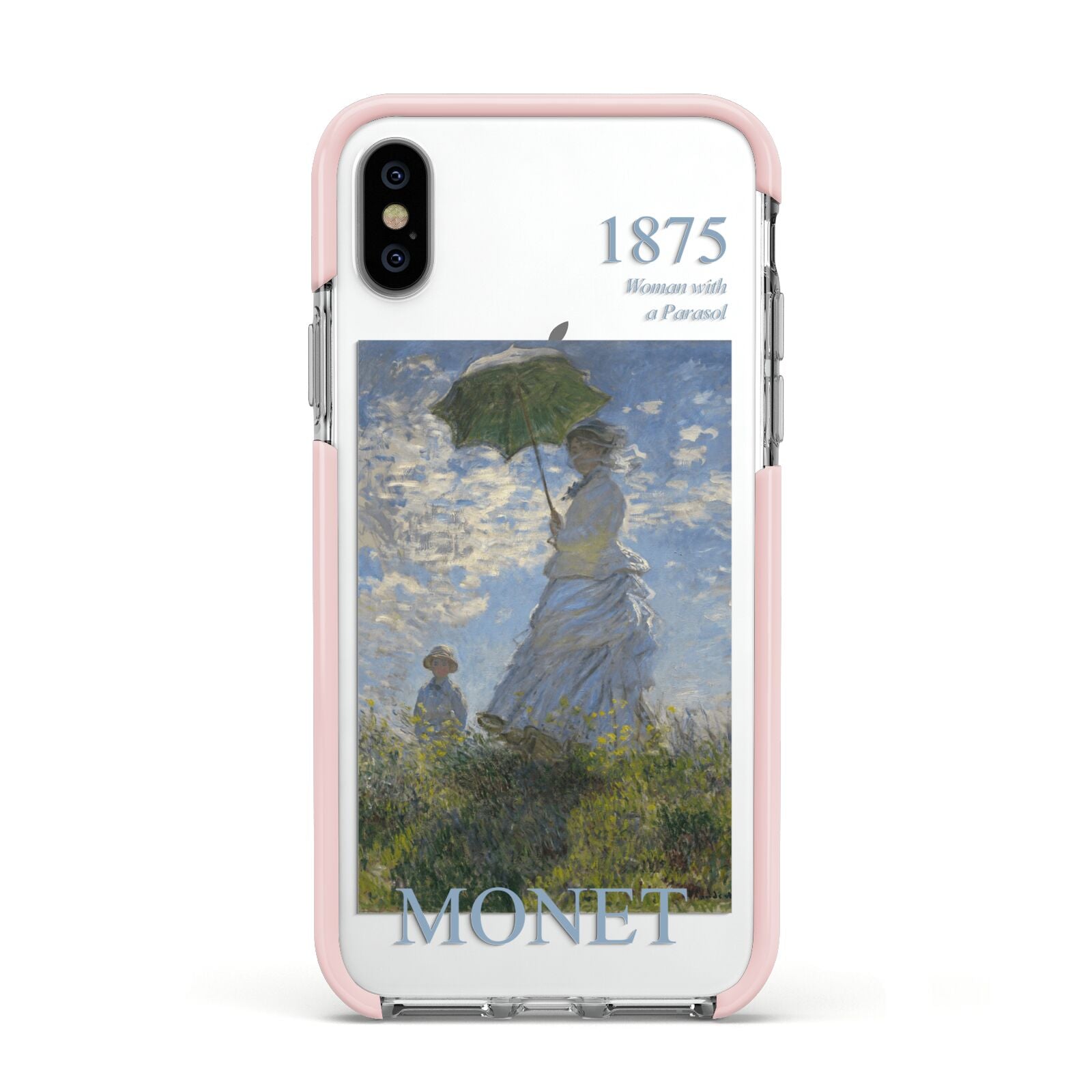 Madame Monet And Her Son By Claude Monet Apple iPhone Xs Impact Case Pink Edge on Silver Phone