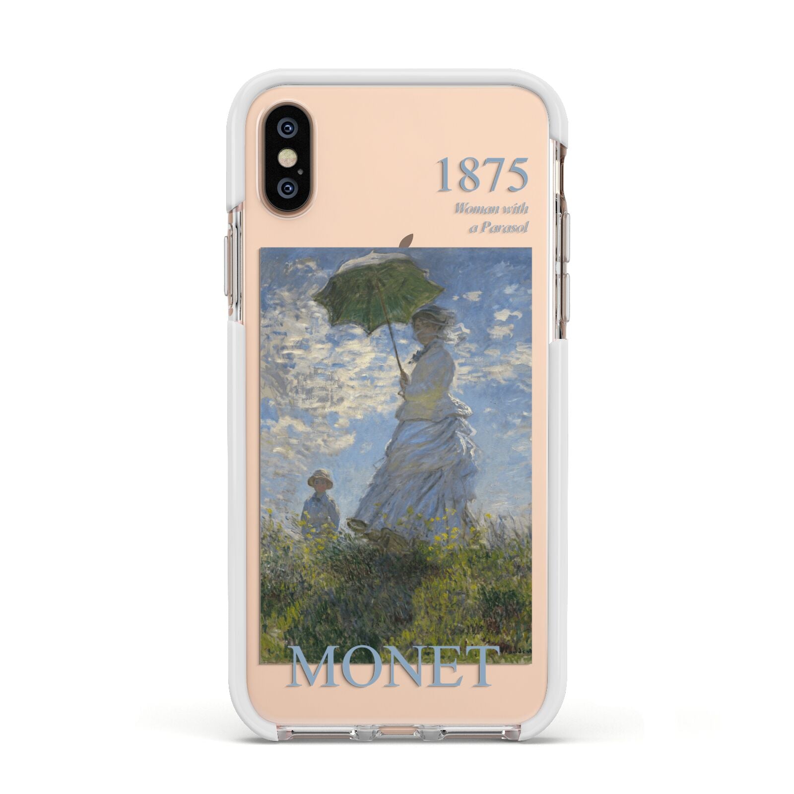 Madame Monet And Her Son By Claude Monet Apple iPhone Xs Impact Case White Edge on Gold Phone