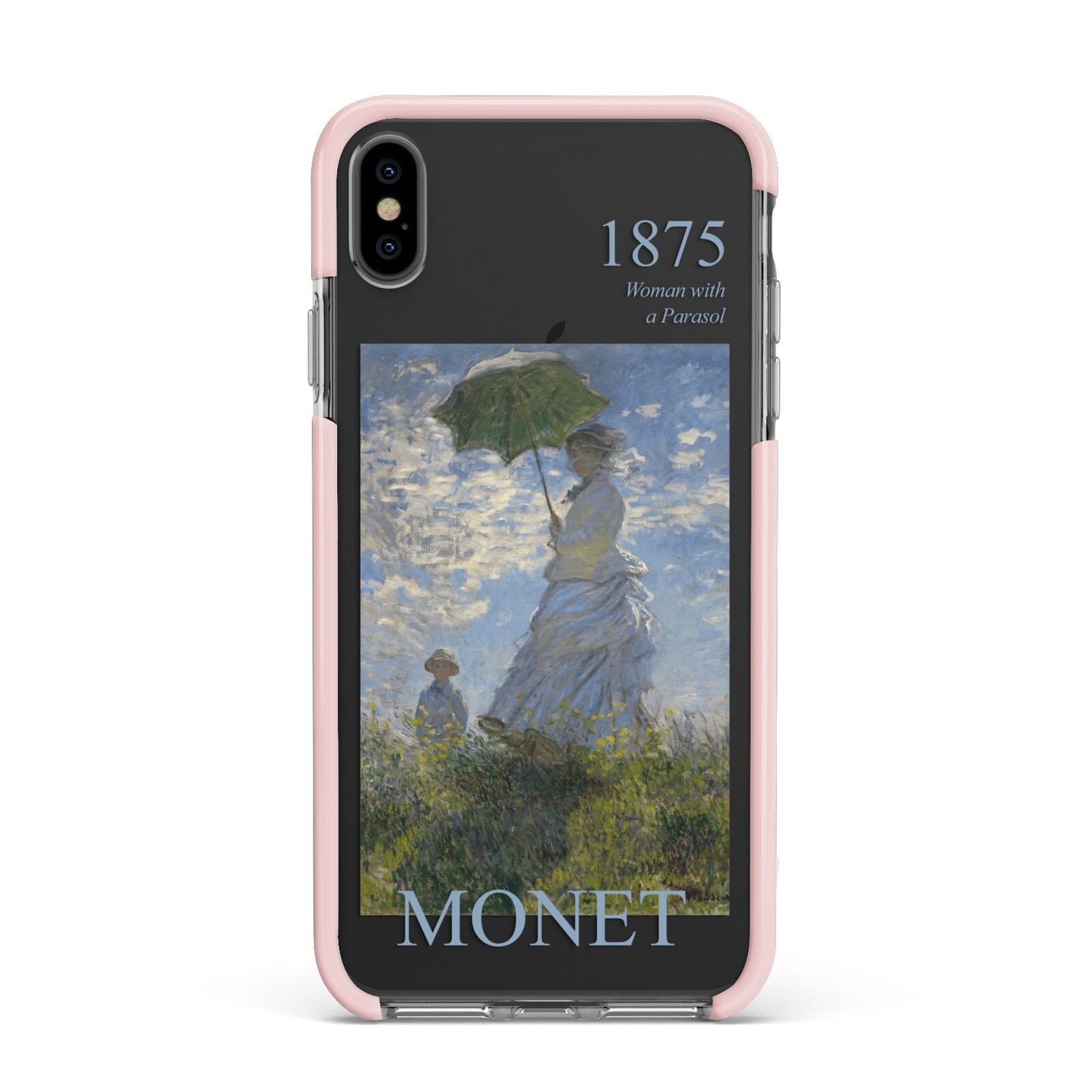 Madame Monet And Her Son By Claude Monet Apple iPhone Xs Max Impact Case Pink Edge on Black Phone