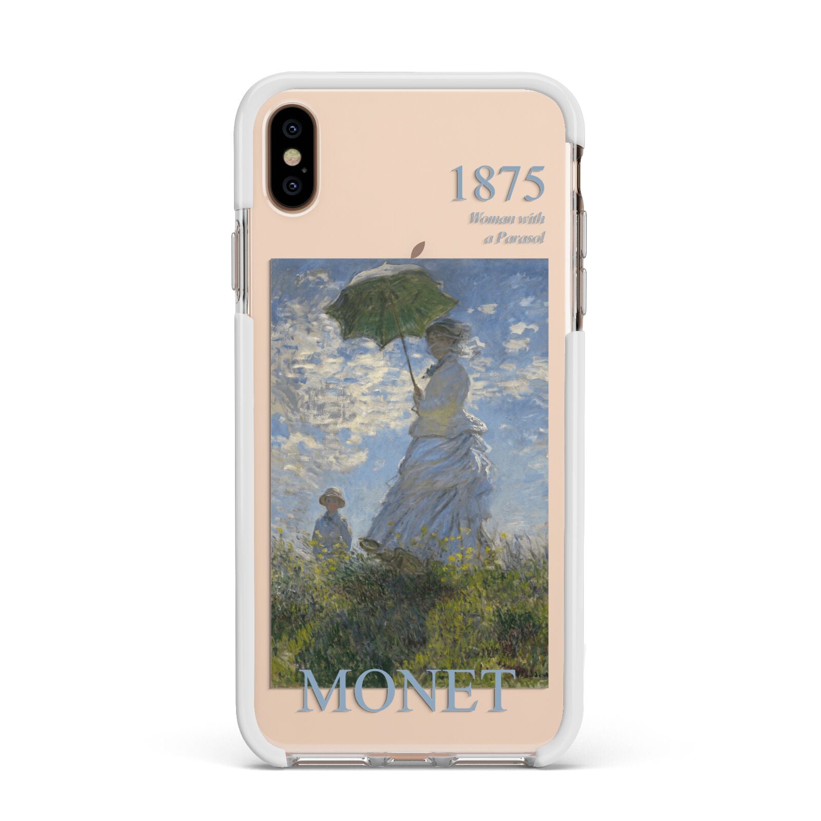 Madame Monet And Her Son By Claude Monet Apple iPhone Xs Max Impact Case White Edge on Gold Phone