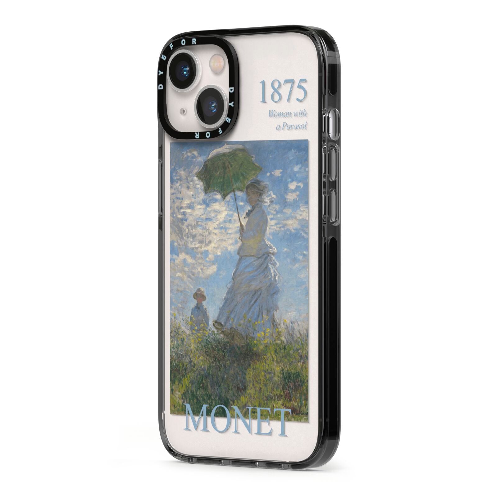 Madame Monet And Her Son By Claude Monet iPhone 13 Black Impact Case Side Angle on Silver phone