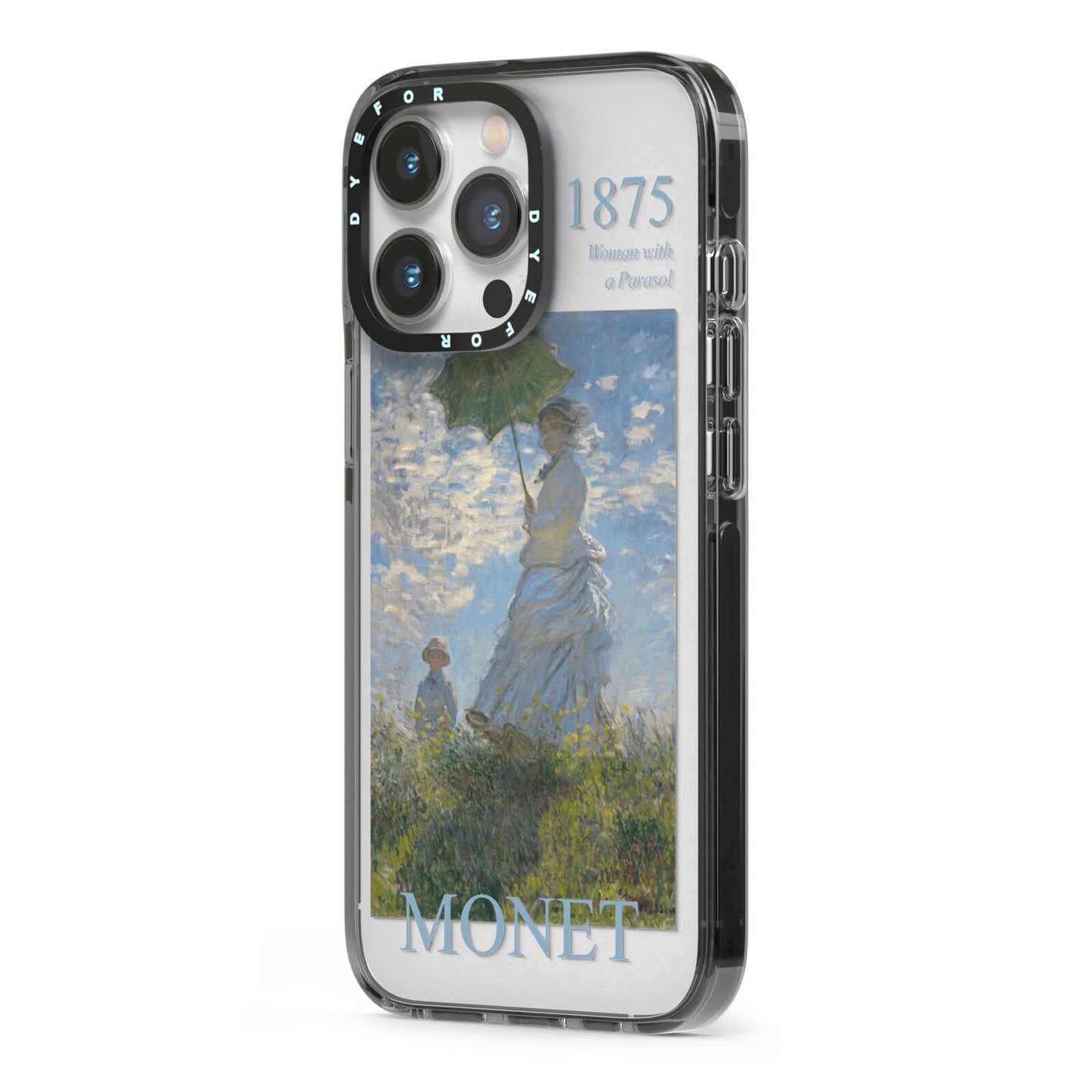 Madame Monet And Her Son By Claude Monet iPhone 13 Pro Black Impact Case Side Angle on Silver phone