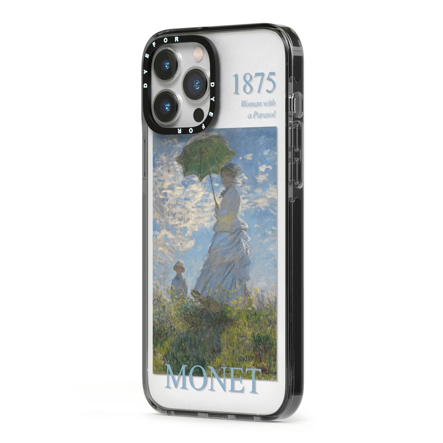 Madame Monet And Her Son By Claude Monet iPhone 13 Pro Max Black Impact Case Side Angle on Silver phone