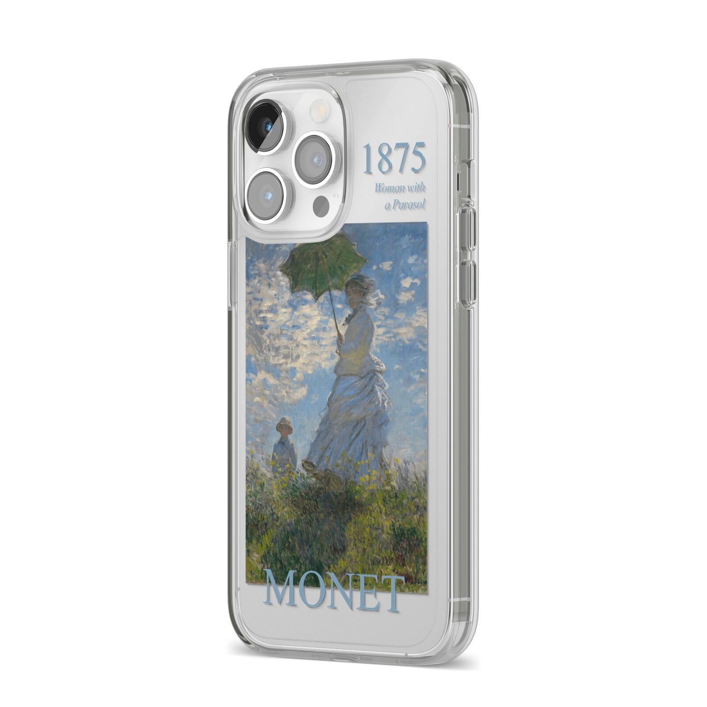 Madame Monet And Her Son By Claude Monet iPhone 14 Pro Max Clear Tough Case Silver Angled Image