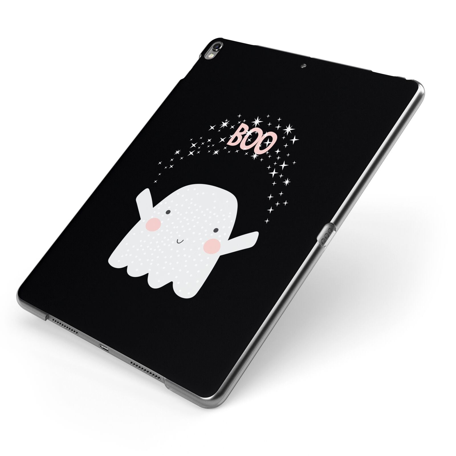 Magical Ghost Apple iPad Case on Grey iPad Side View