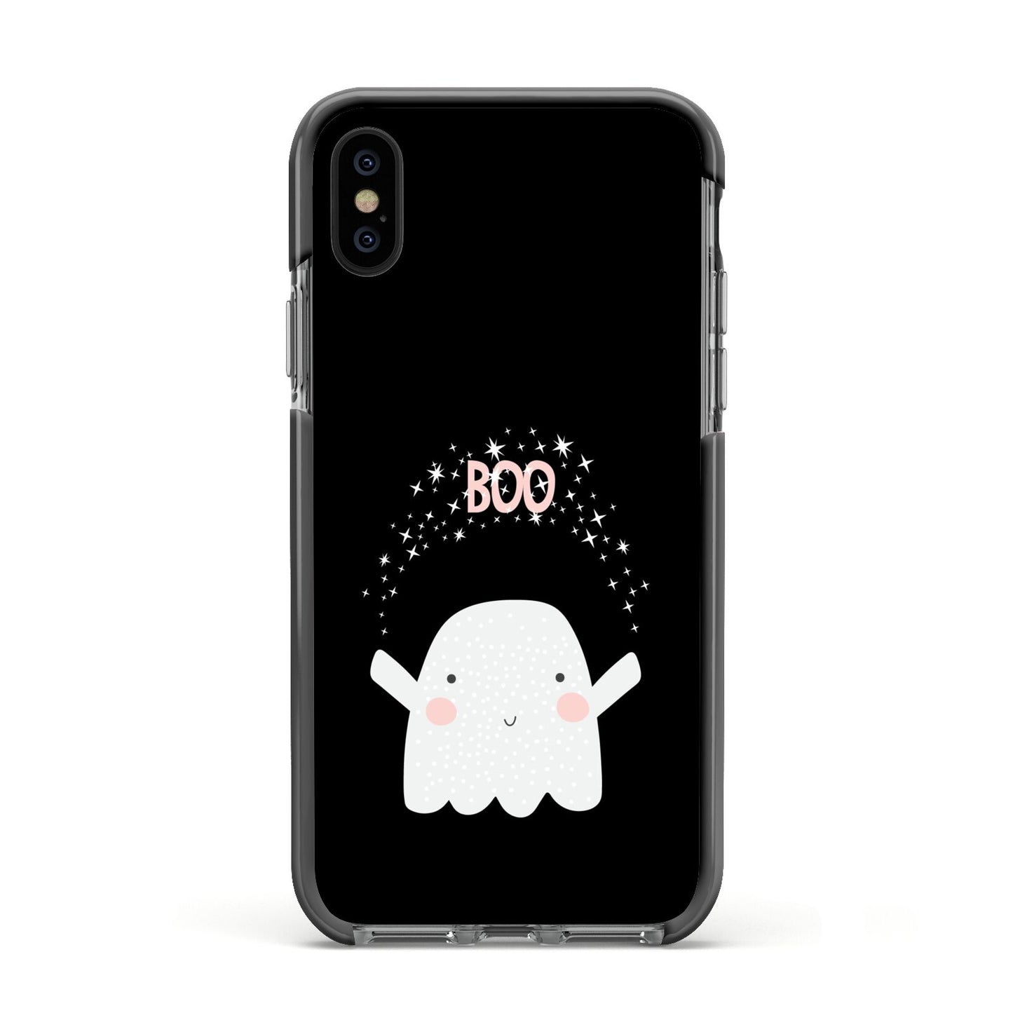 Magical Ghost Apple iPhone Xs Impact Case Black Edge on Black Phone