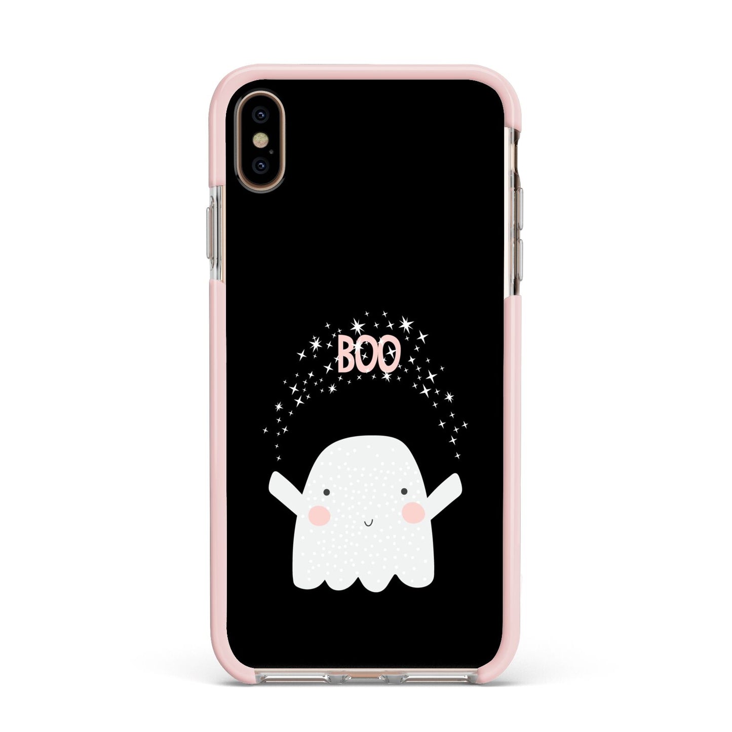 Magical Ghost Apple iPhone Xs Max Impact Case Pink Edge on Gold Phone