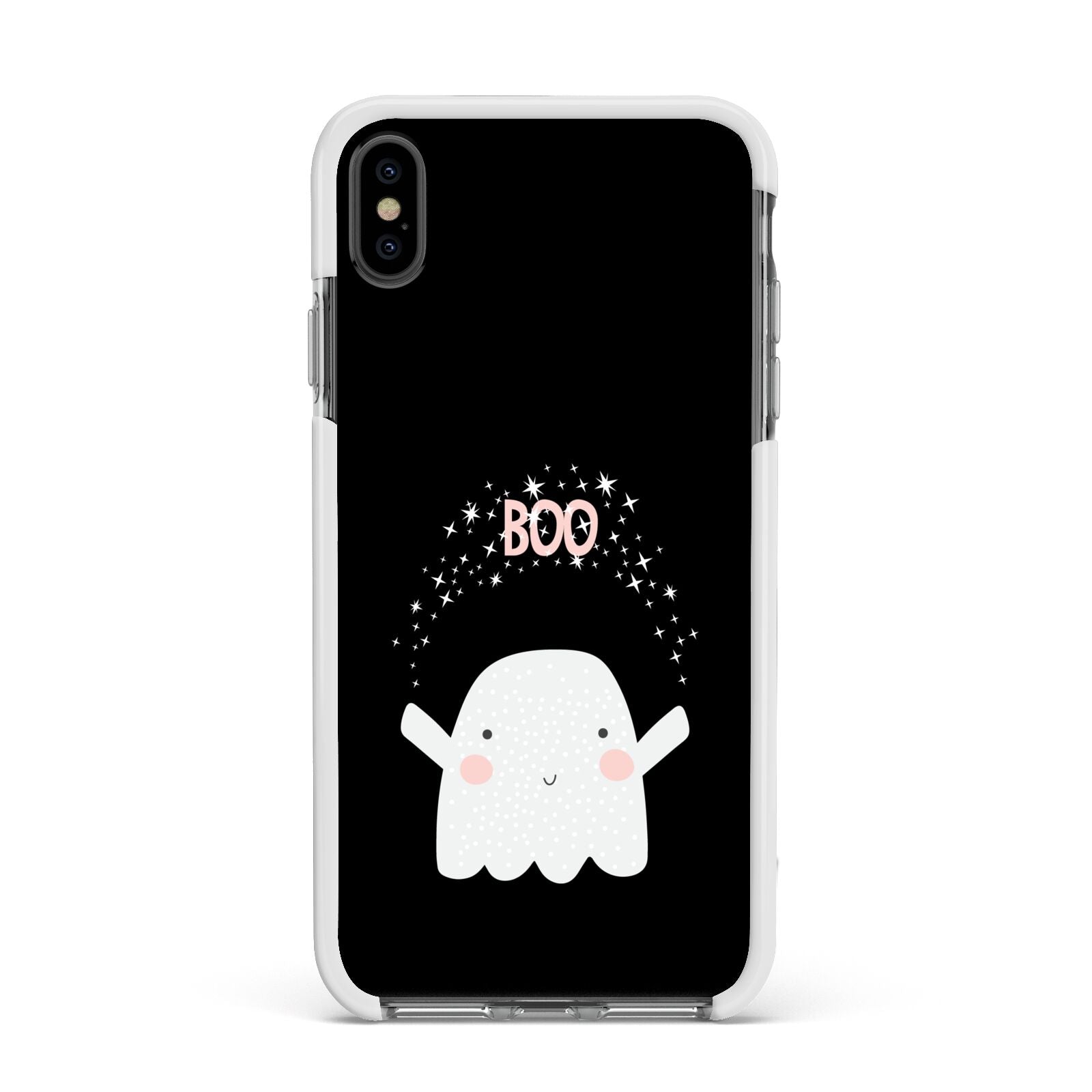 Magical Ghost Apple iPhone Xs Max Impact Case White Edge on Black Phone