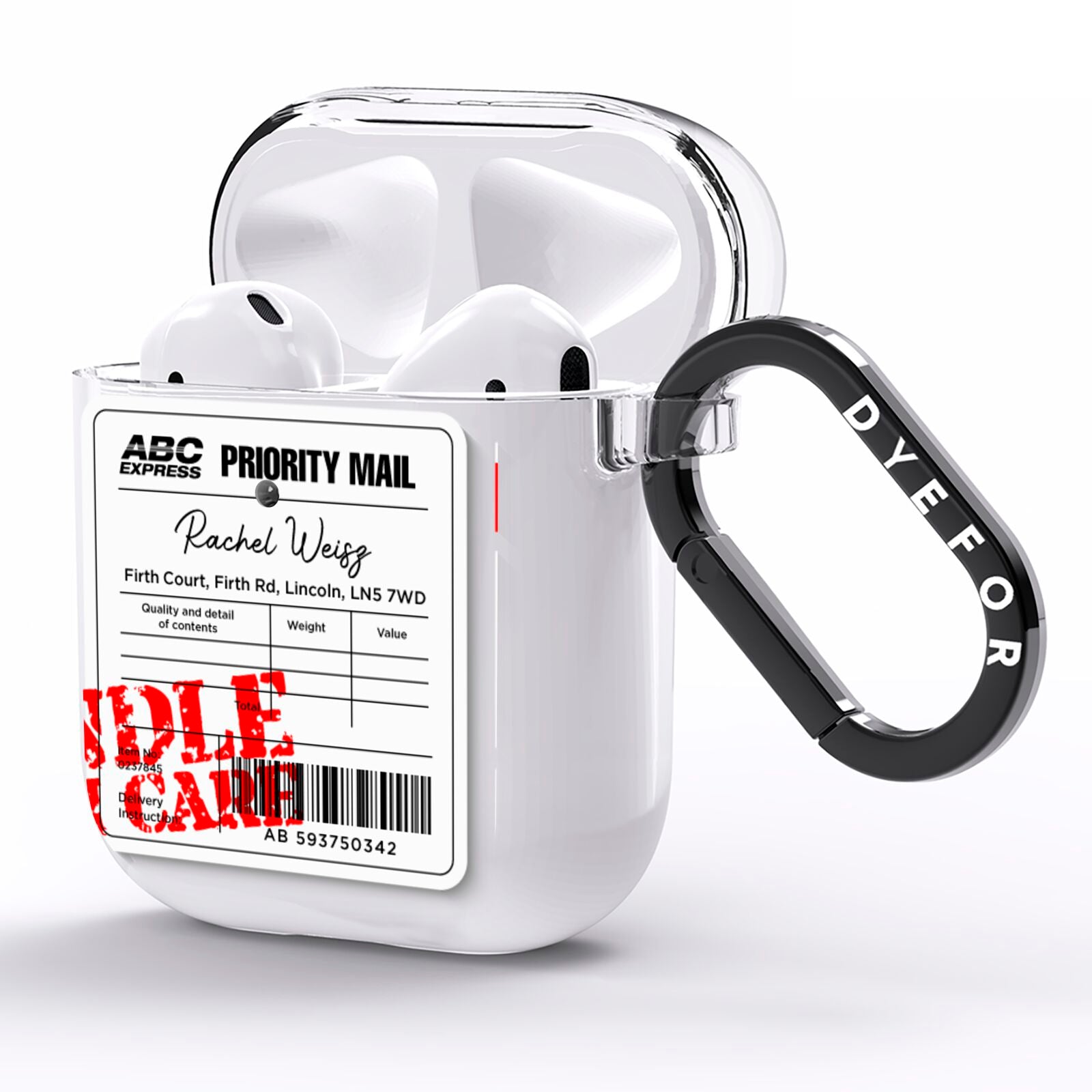 Mail Stickers with Name AirPods Clear Case Side Image