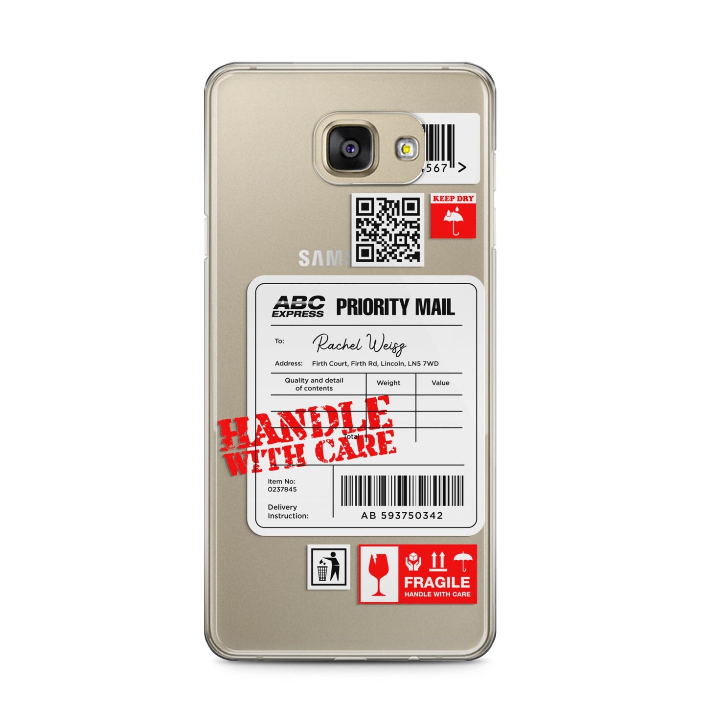 Mail Stickers with Name Samsung Galaxy A5 2016 Case on gold phone