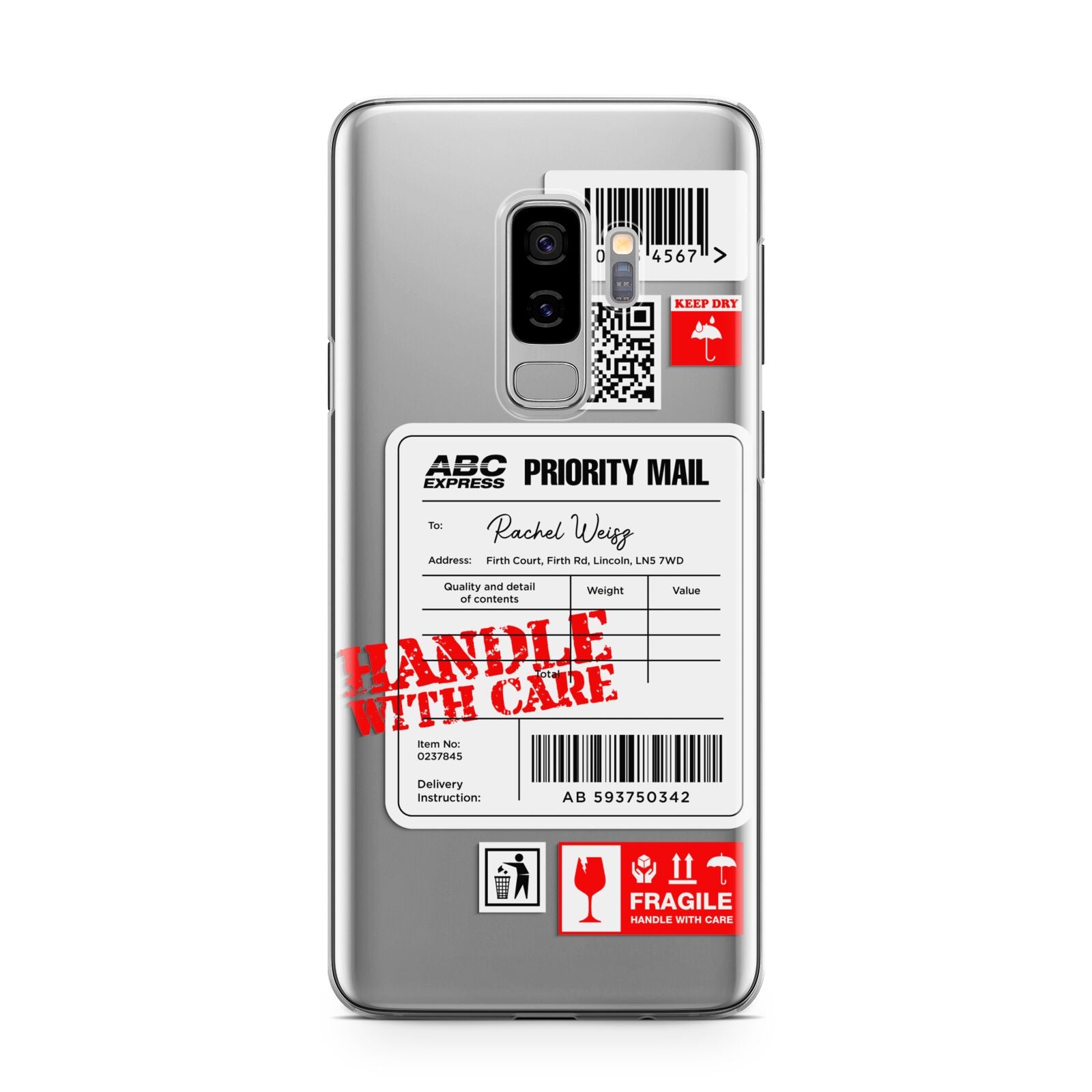 Mail Stickers with Name Samsung Galaxy S9 Plus Case on Silver phone