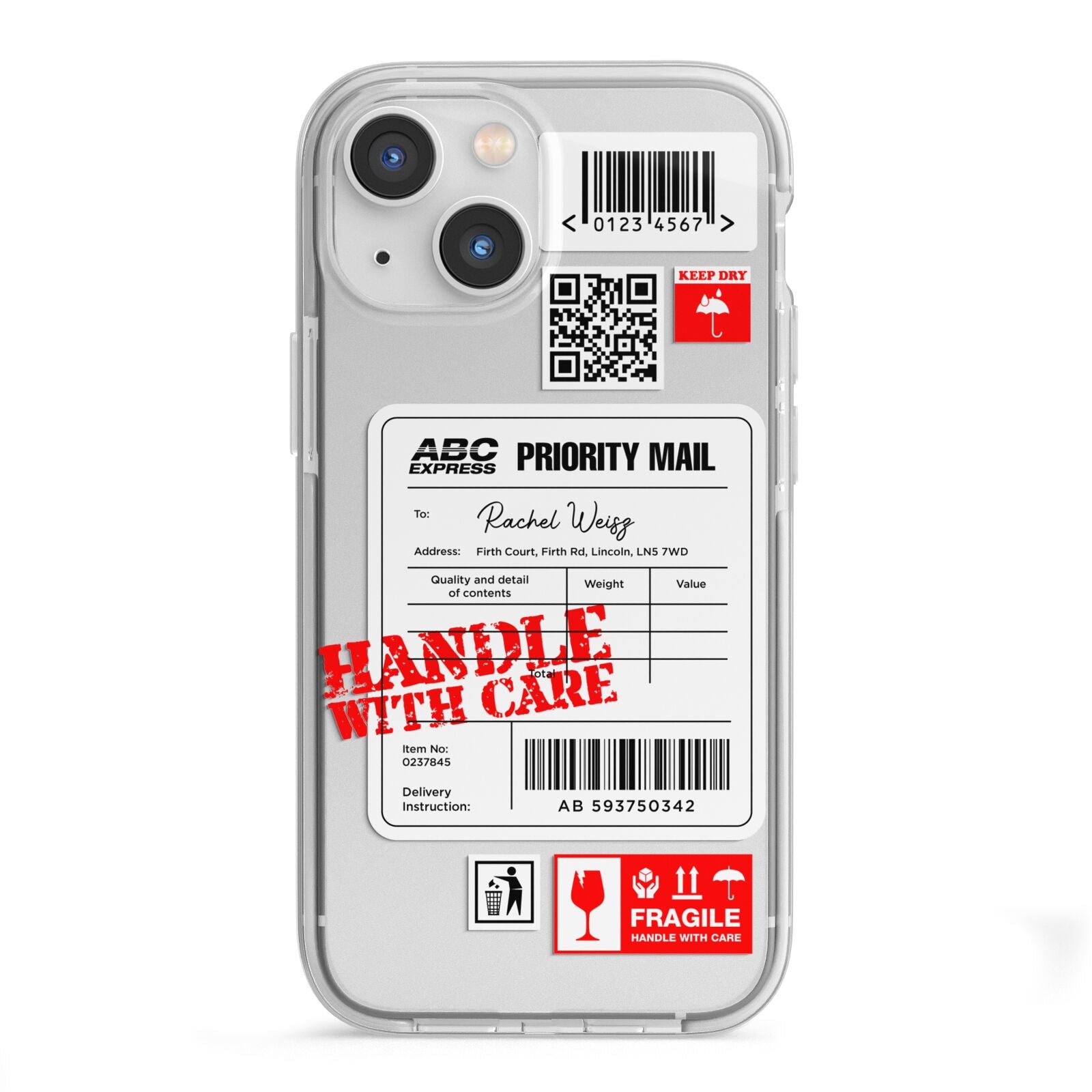 Mail Stickers with Name iPhone 13 Mini TPU Impact Case with White Edges