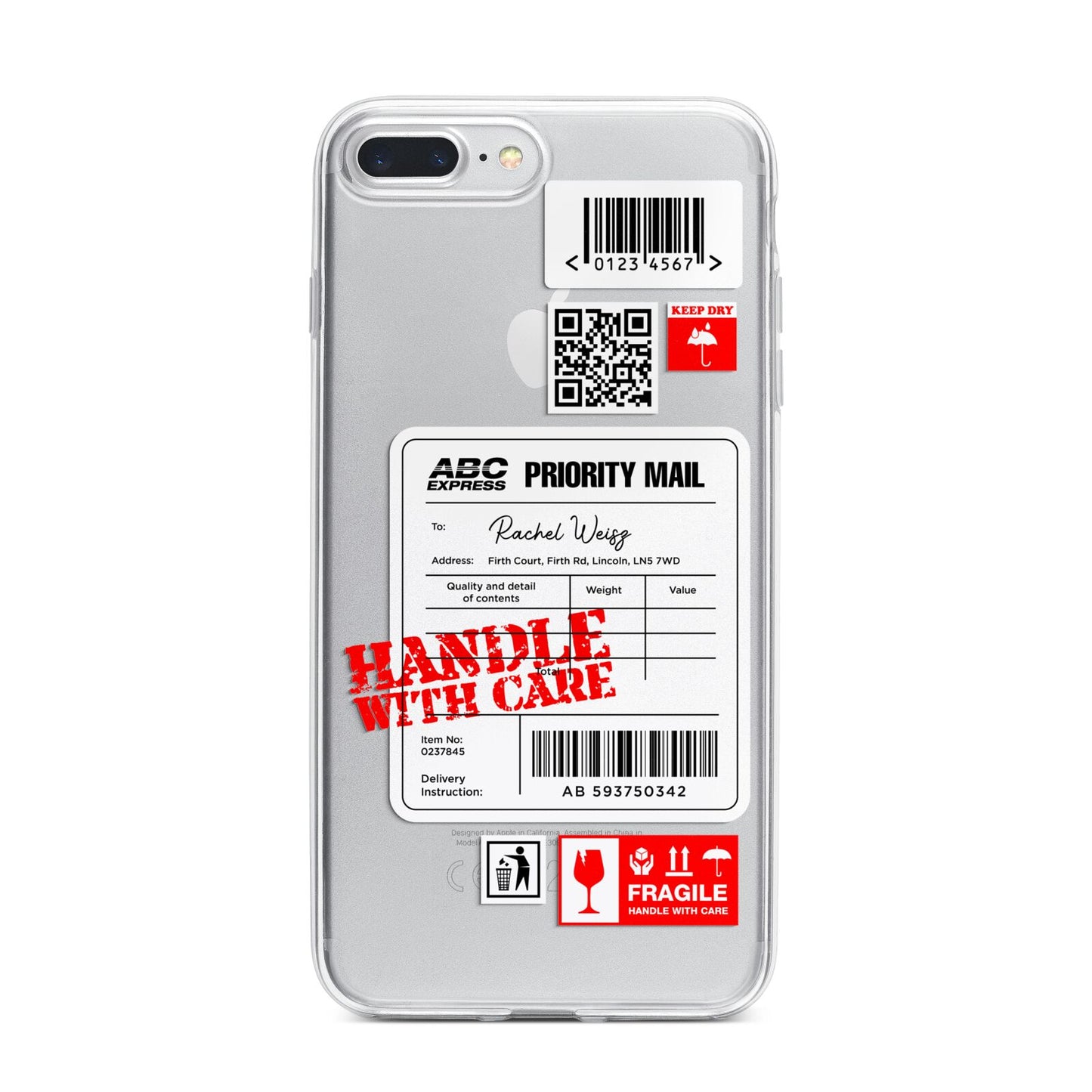 Mail Stickers with Name iPhone 7 Plus Bumper Case on Silver iPhone