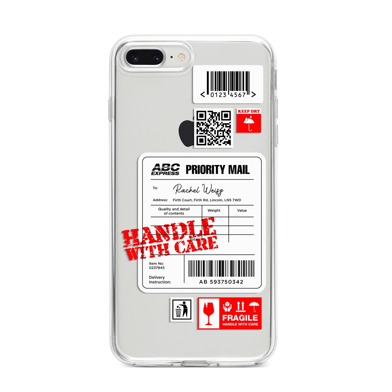 Mail Stickers with Name iPhone 8 Plus Bumper Case on Silver iPhone