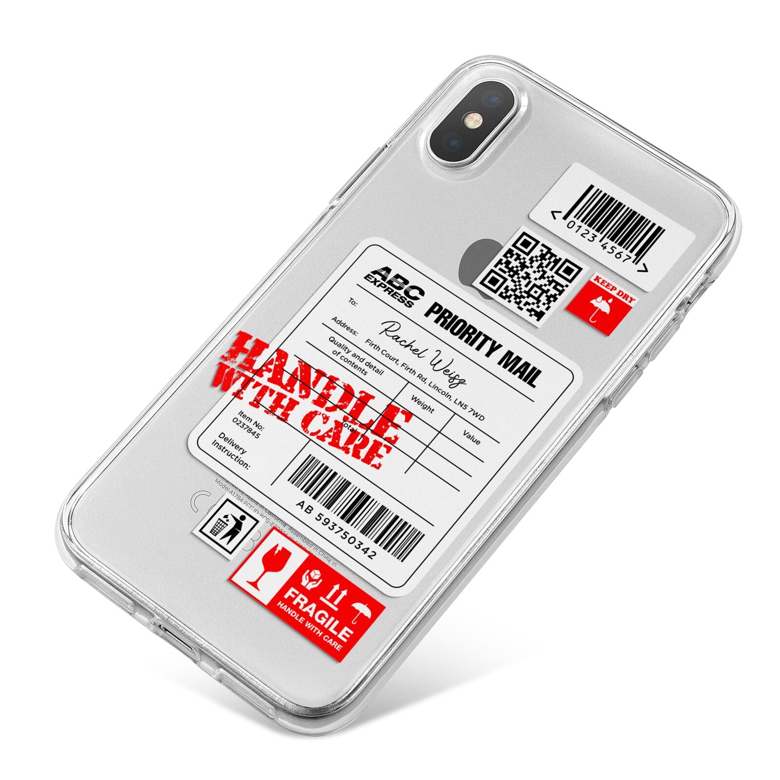 Mail Stickers with Name iPhone X Bumper Case on Silver iPhone