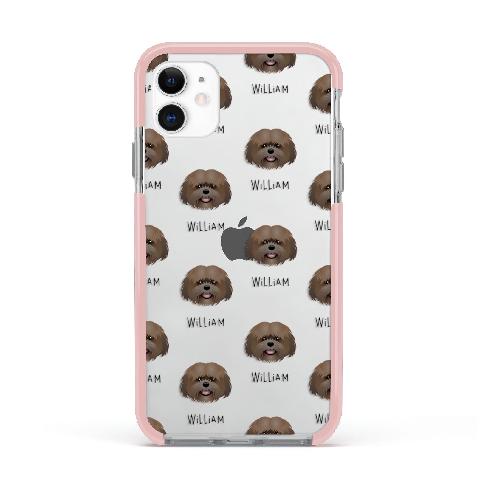 Mal Shi Icon with Name Apple iPhone 11 in White with Pink Impact Case