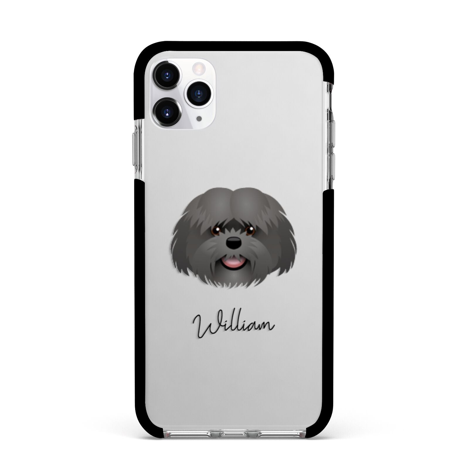 Mal Shi Personalised Apple iPhone 11 Pro Max in Silver with Black Impact Case
