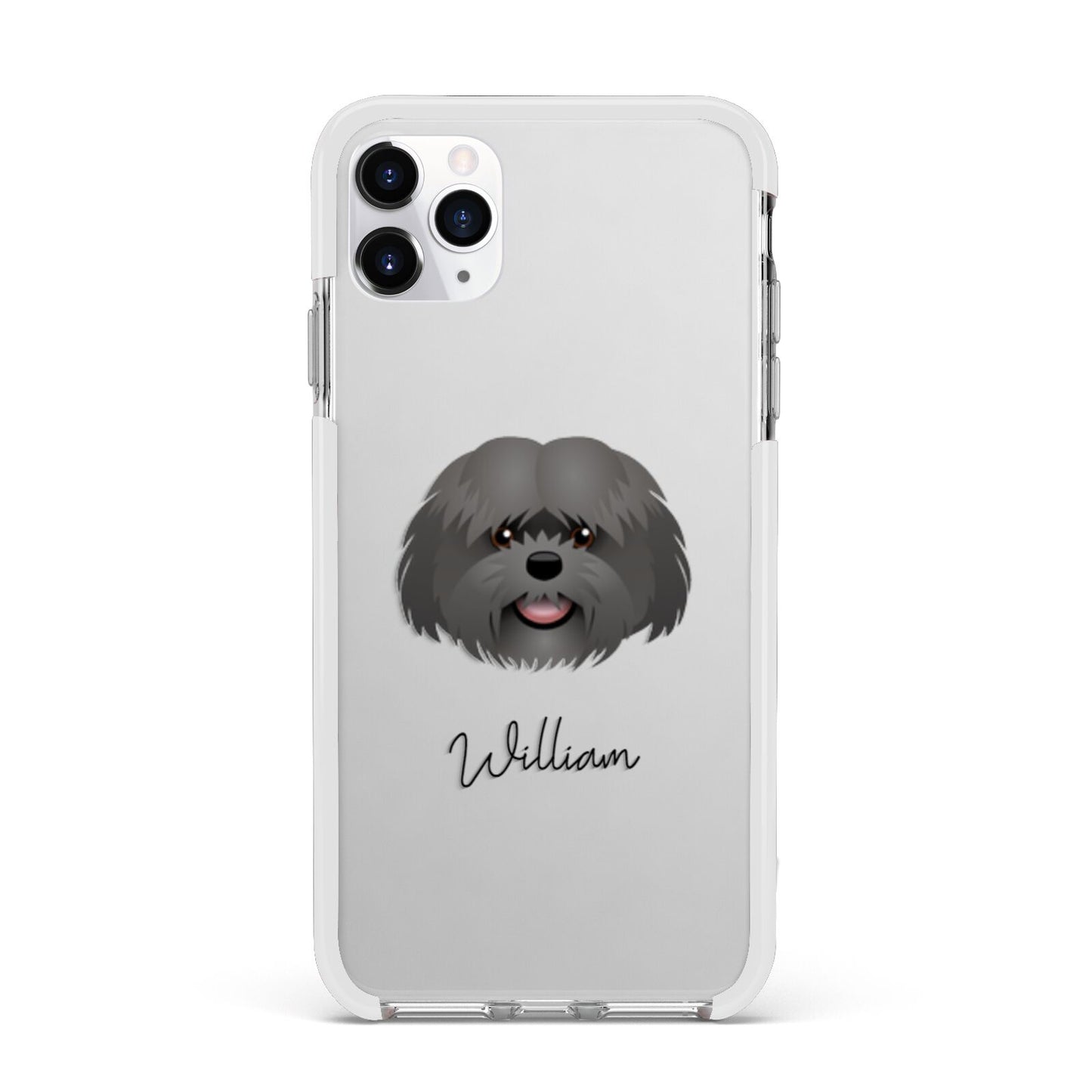 Mal Shi Personalised Apple iPhone 11 Pro Max in Silver with White Impact Case