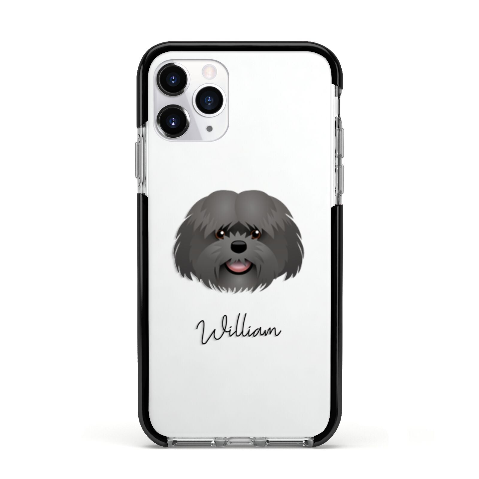 Mal Shi Personalised Apple iPhone 11 Pro in Silver with Black Impact Case