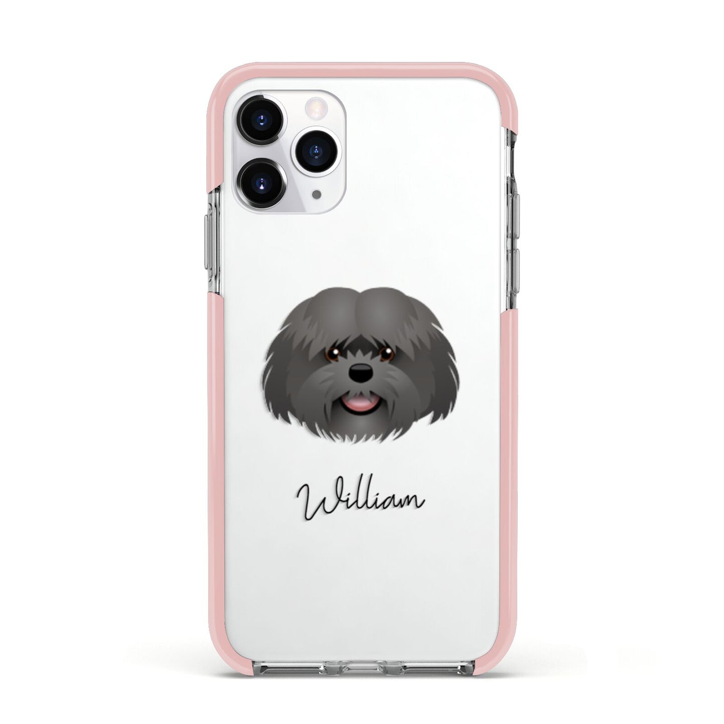 Mal Shi Personalised Apple iPhone 11 Pro in Silver with Pink Impact Case