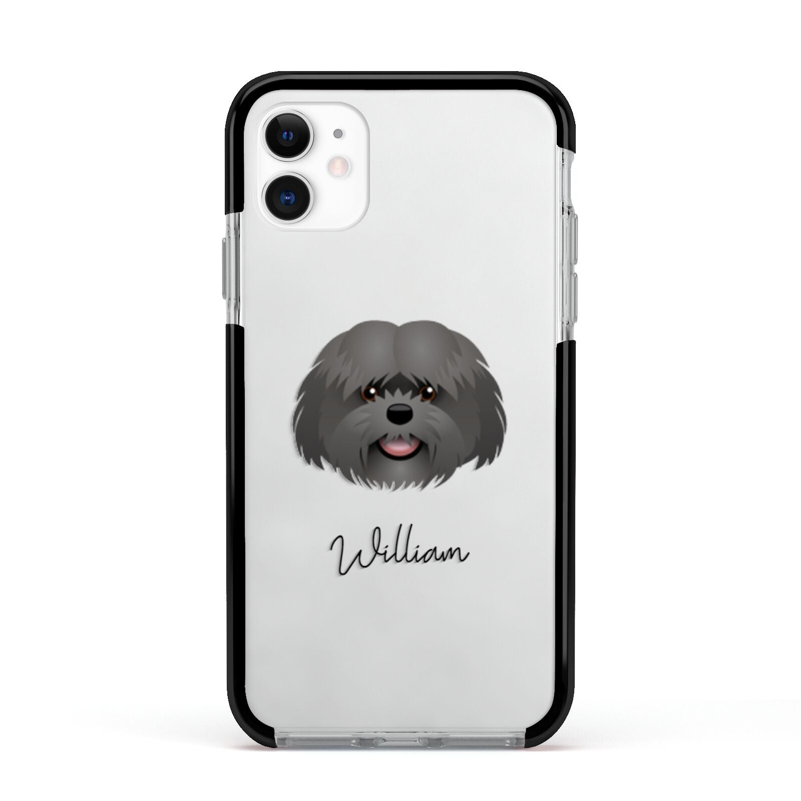 Mal Shi Personalised Apple iPhone 11 in White with Black Impact Case