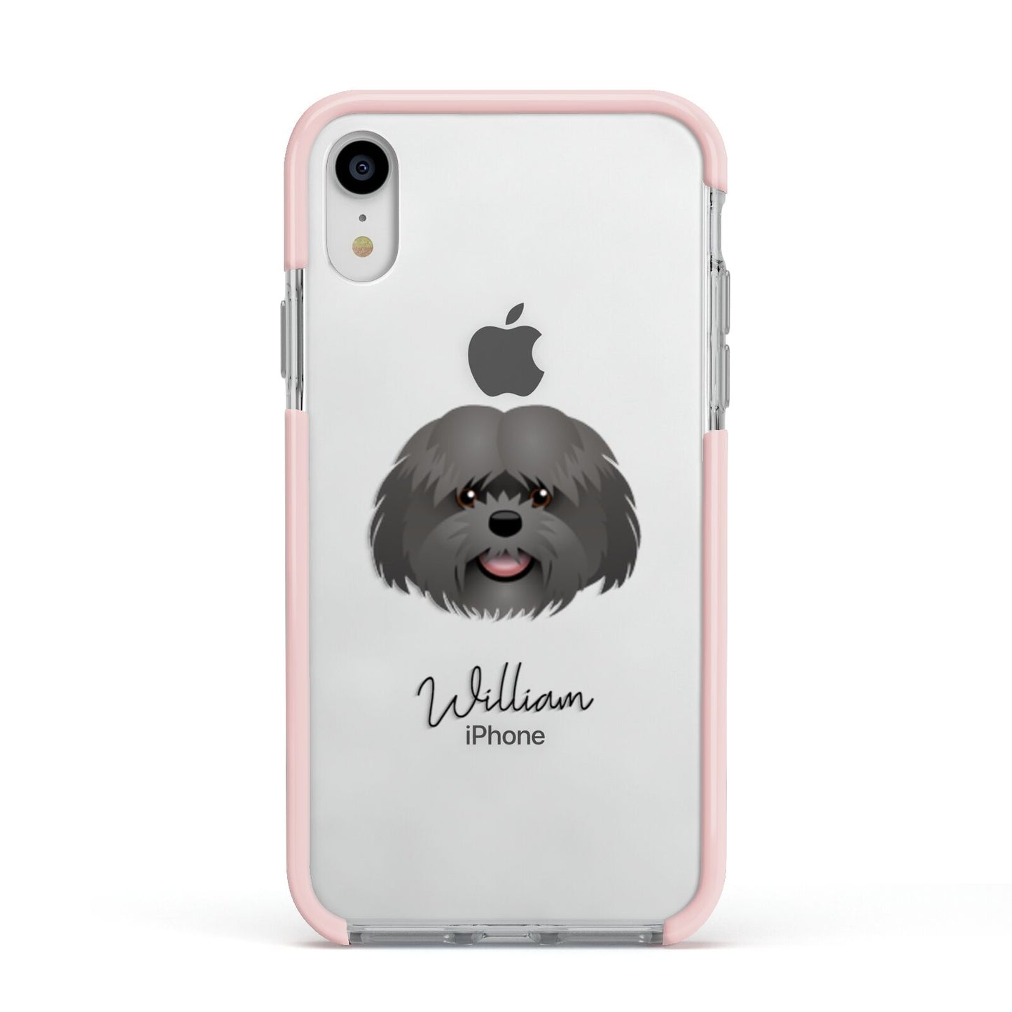 Mal Shi Personalised Apple iPhone XR Impact Case Pink Edge on Silver Phone