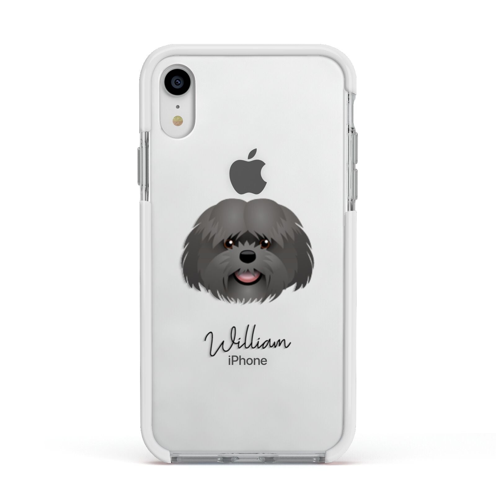 Mal Shi Personalised Apple iPhone XR Impact Case White Edge on Silver Phone