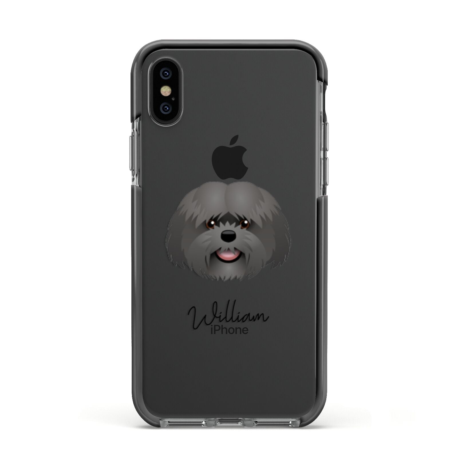 Mal Shi Personalised Apple iPhone Xs Impact Case Black Edge on Black Phone