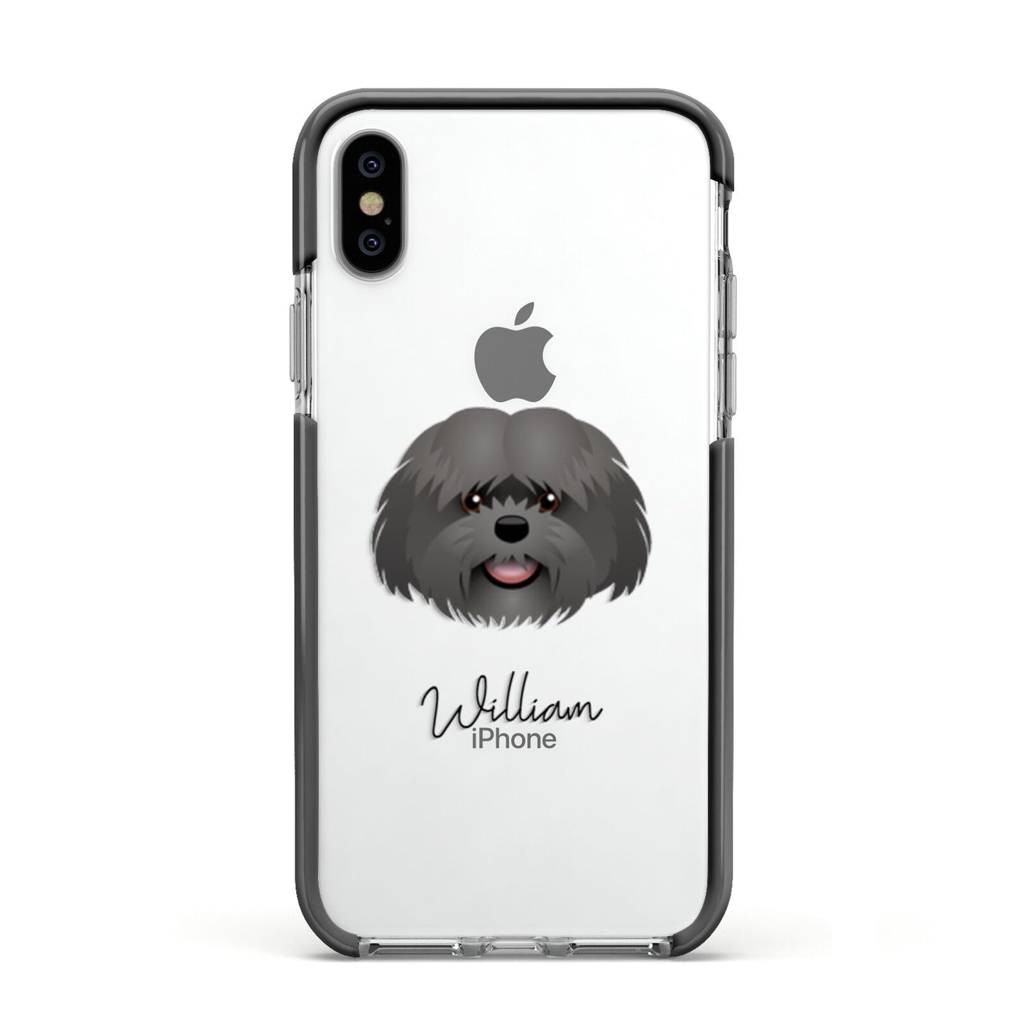 Mal Shi Personalised Apple iPhone Xs Impact Case Black Edge on Silver Phone