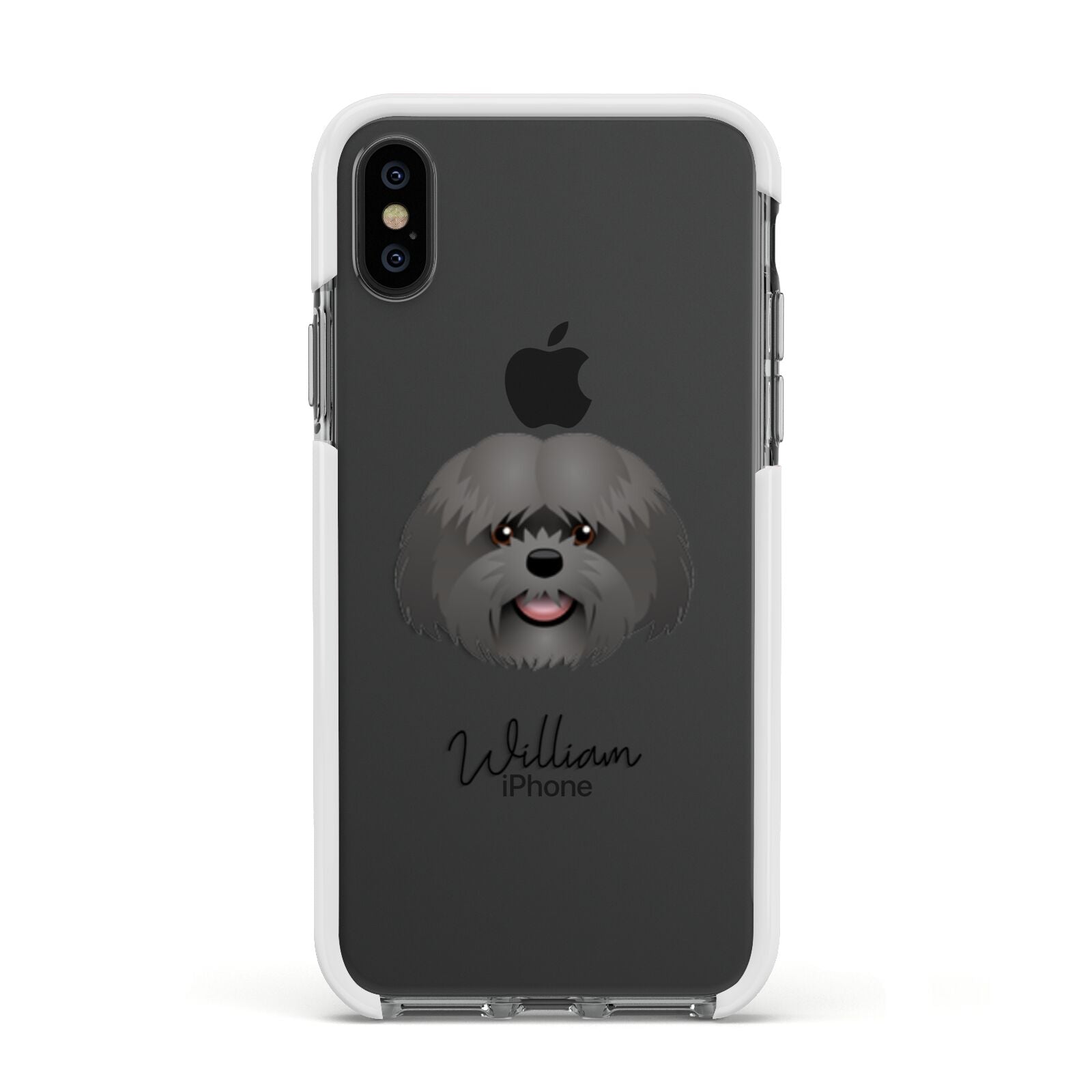 Mal Shi Personalised Apple iPhone Xs Impact Case White Edge on Black Phone