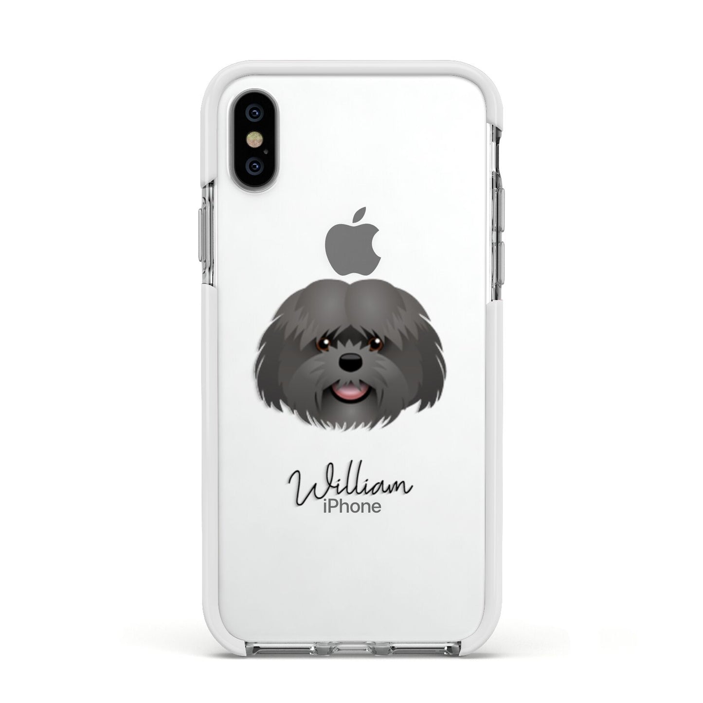 Mal Shi Personalised Apple iPhone Xs Impact Case White Edge on Silver Phone
