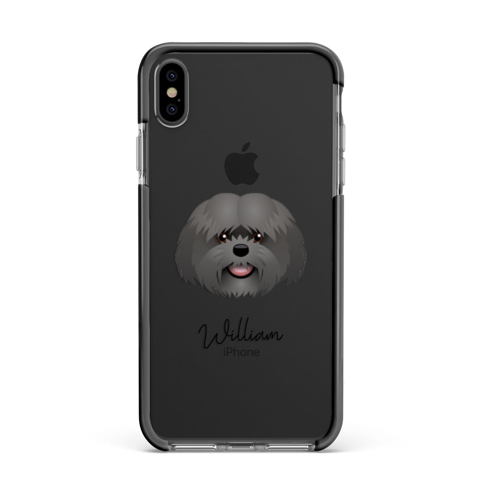 Mal Shi Personalised Apple iPhone Xs Max Impact Case Black Edge on Black Phone