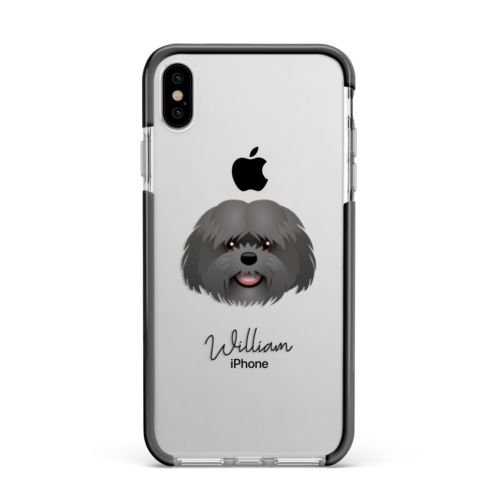 Mal Shi Personalised Apple iPhone Xs Max Impact Case Black Edge on Silver Phone