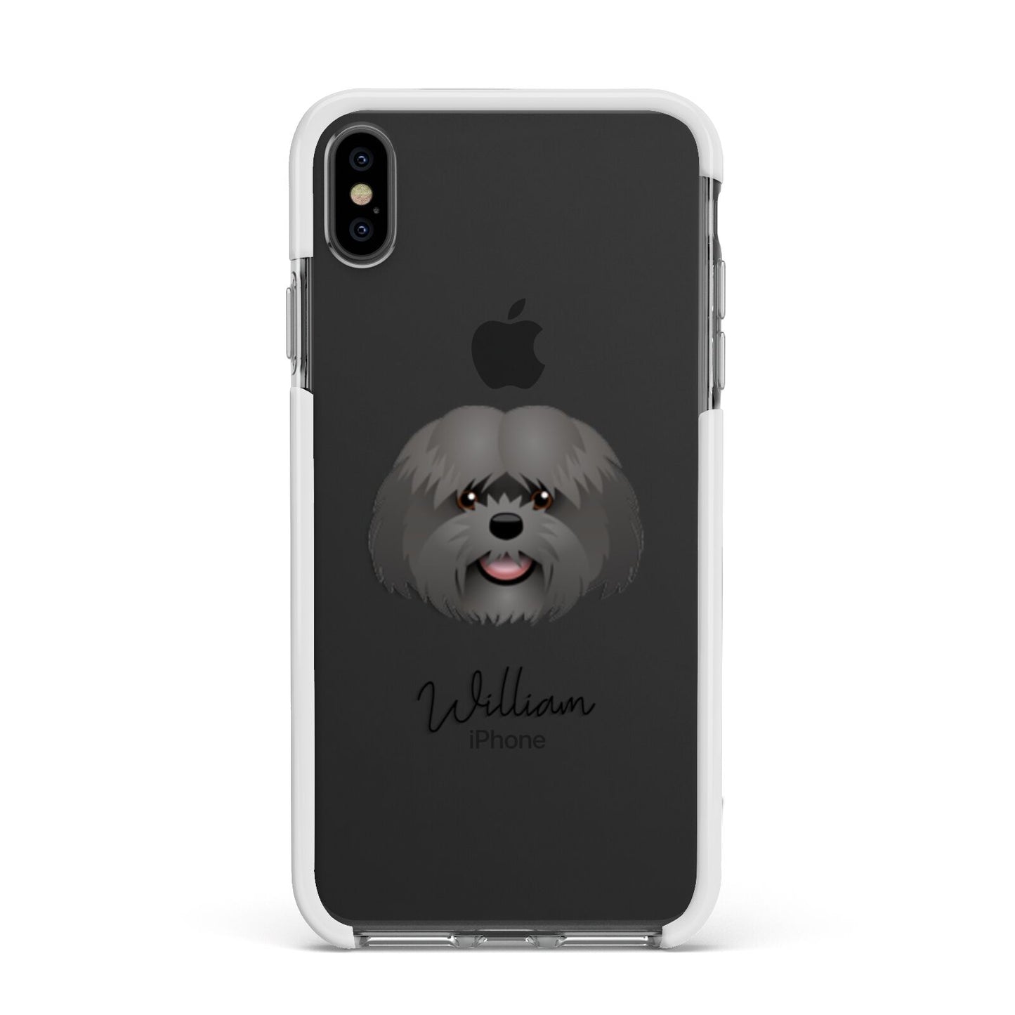 Mal Shi Personalised Apple iPhone Xs Max Impact Case White Edge on Black Phone