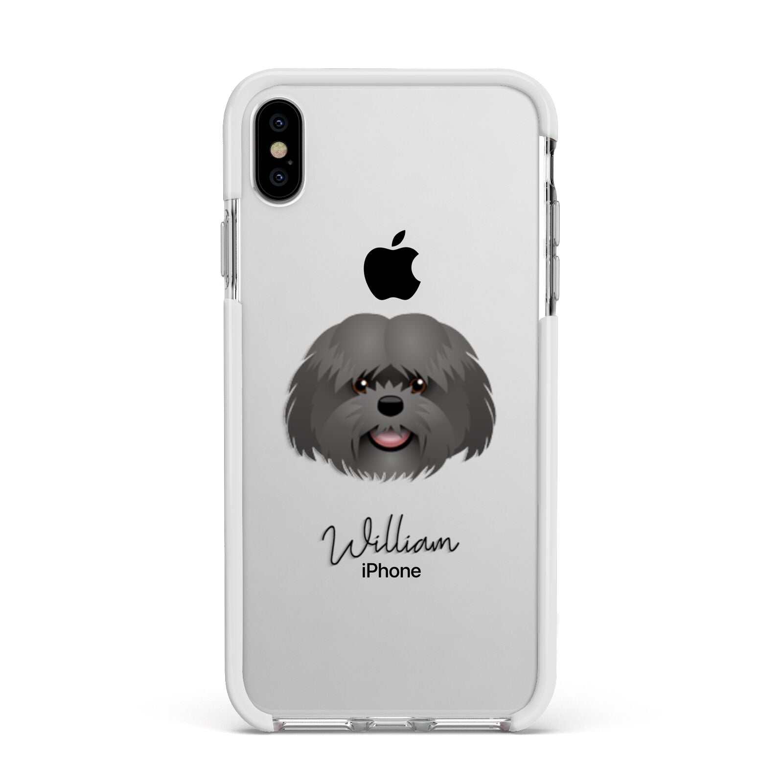 Mal Shi Personalised Apple iPhone Xs Max Impact Case White Edge on Silver Phone