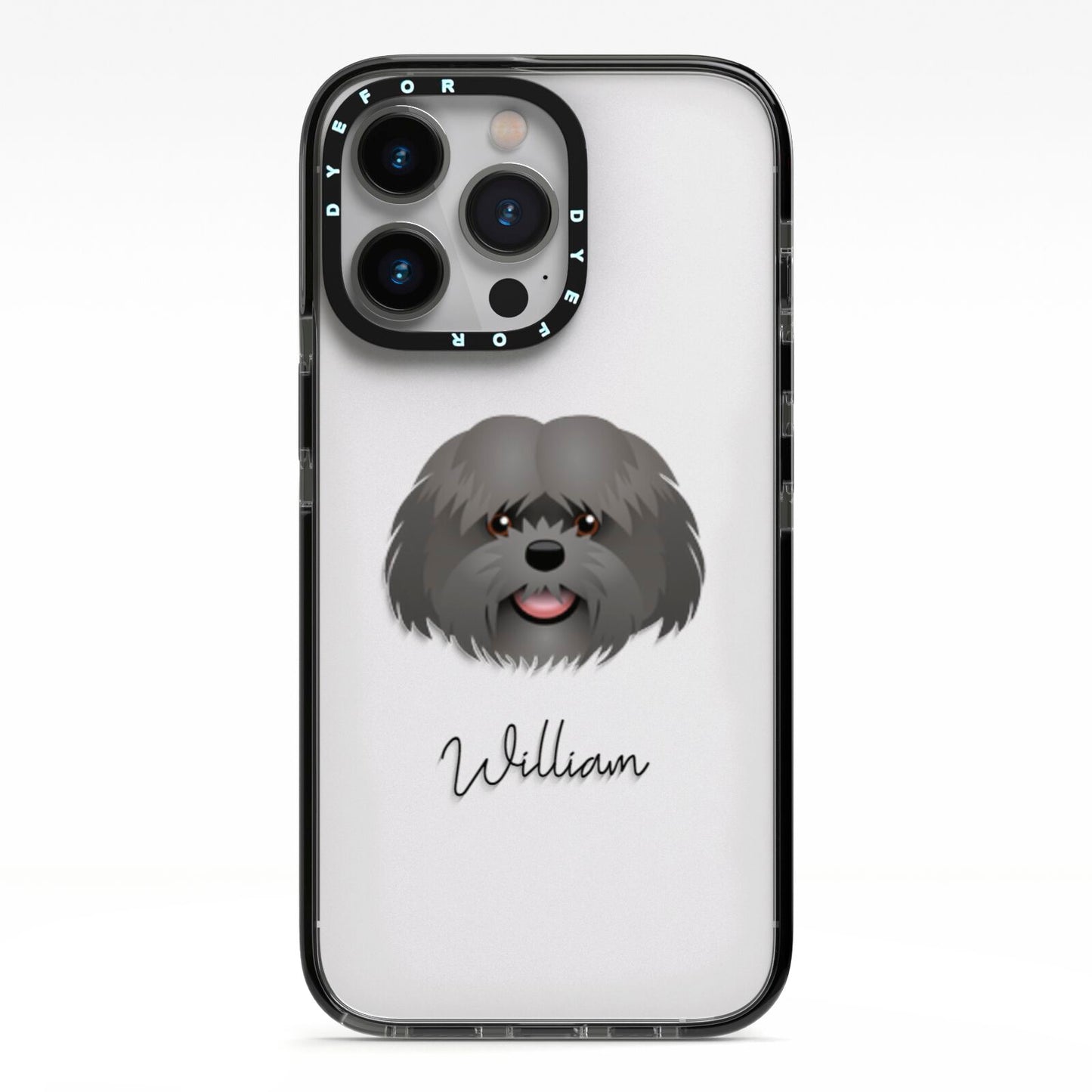 Mal Shi Personalised iPhone 13 Pro Black Impact Case on Silver phone