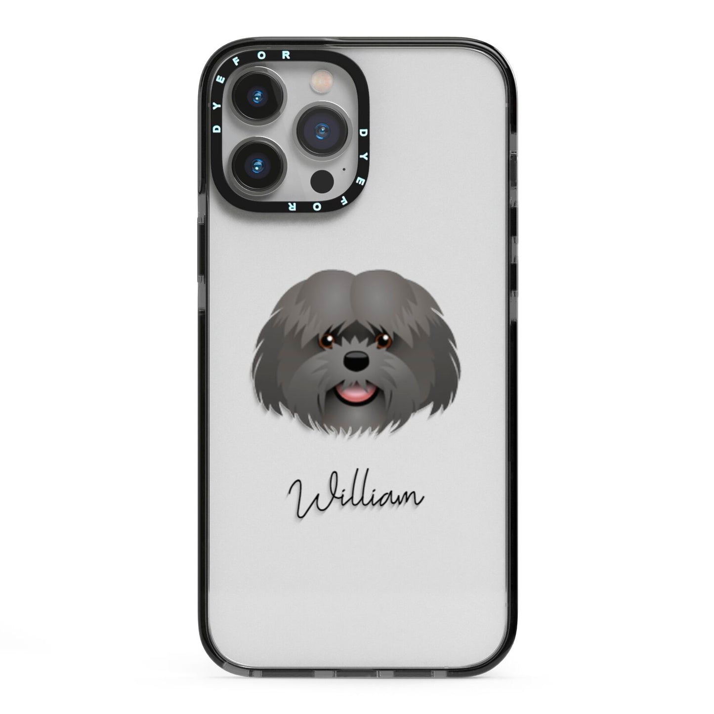 Mal Shi Personalised iPhone 13 Pro Max Black Impact Case on Silver phone