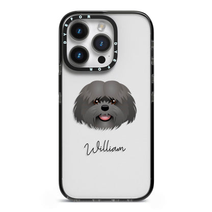 Mal Shi Personalised iPhone 14 Pro Black Impact Case on Silver phone