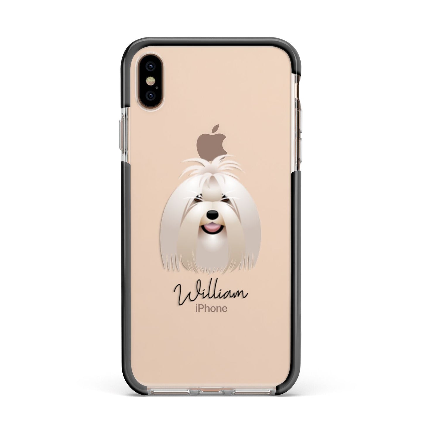 Maltese Personalised Apple iPhone Xs Max Impact Case Black Edge on Gold Phone