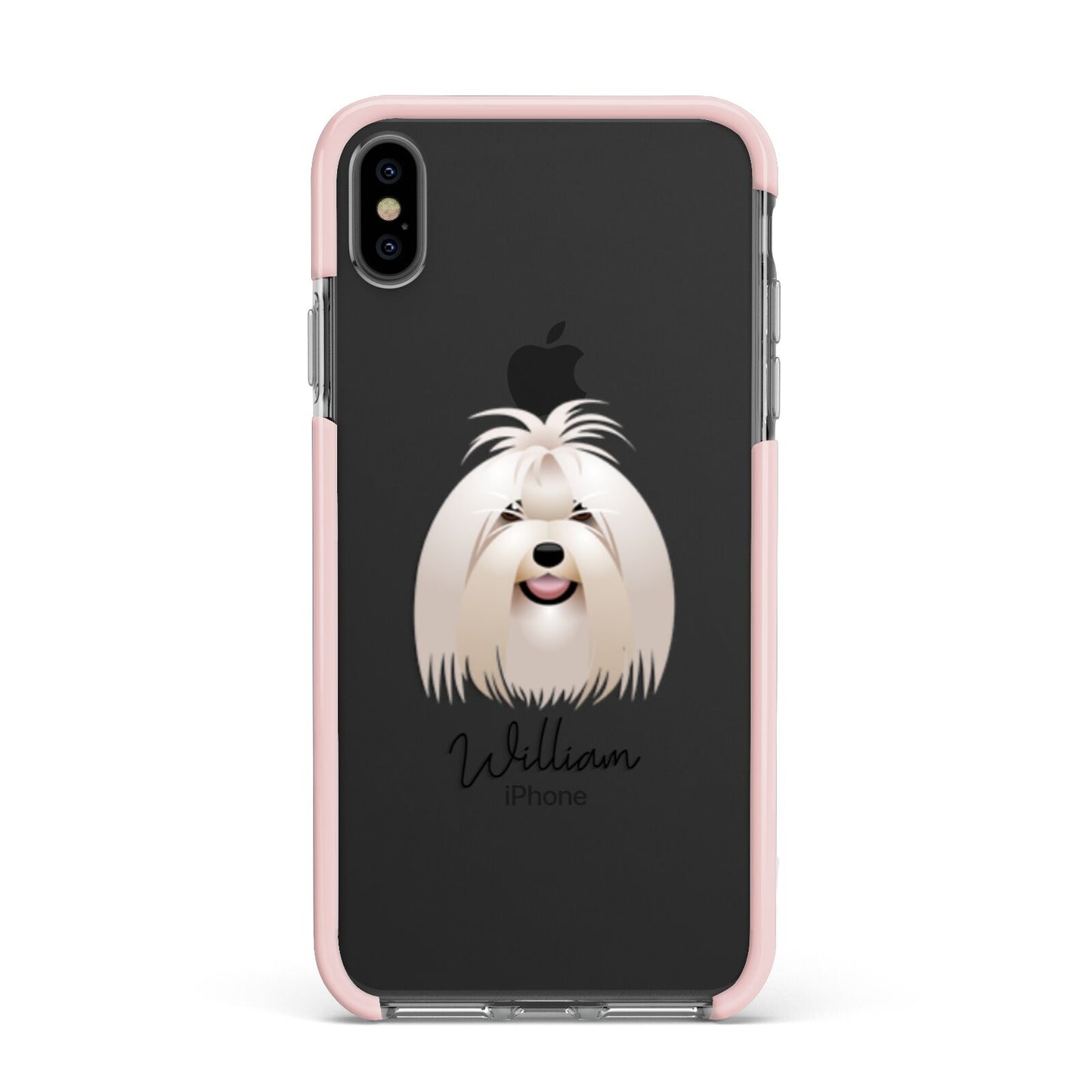 Maltese Personalised Apple iPhone Xs Max Impact Case Pink Edge on Black Phone