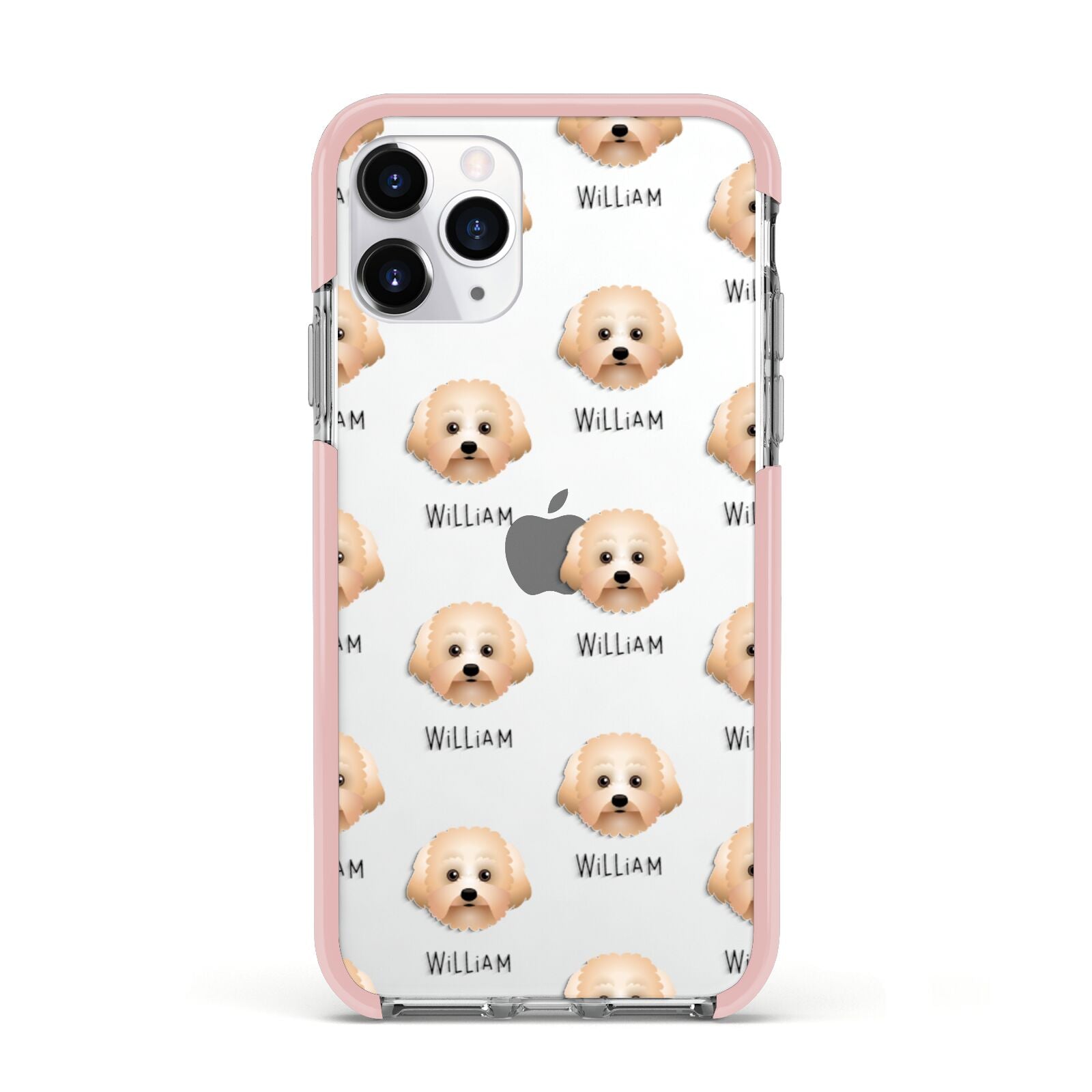 Malti Poo Icon with Name Apple iPhone 11 Pro in Silver with Pink Impact Case