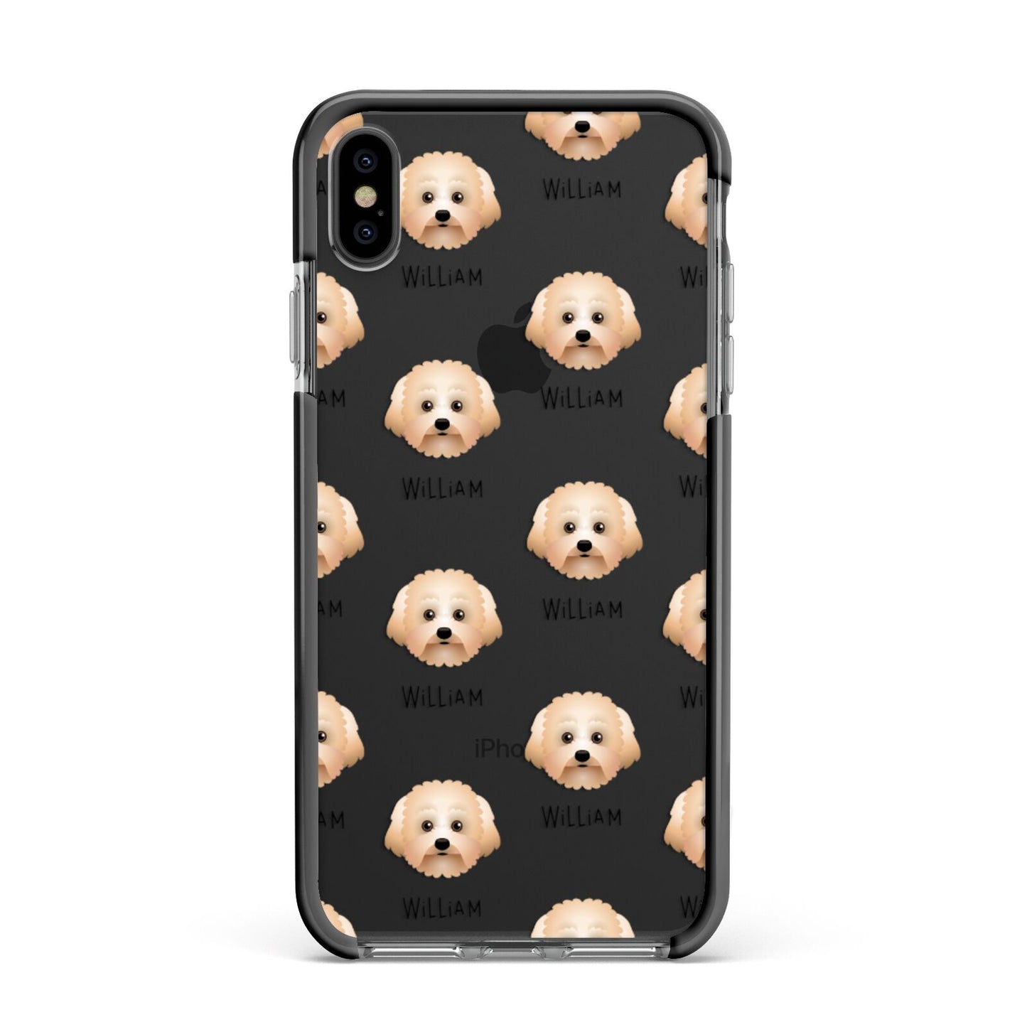 Malti Poo Icon with Name Apple iPhone Xs Max Impact Case Black Edge on Black Phone