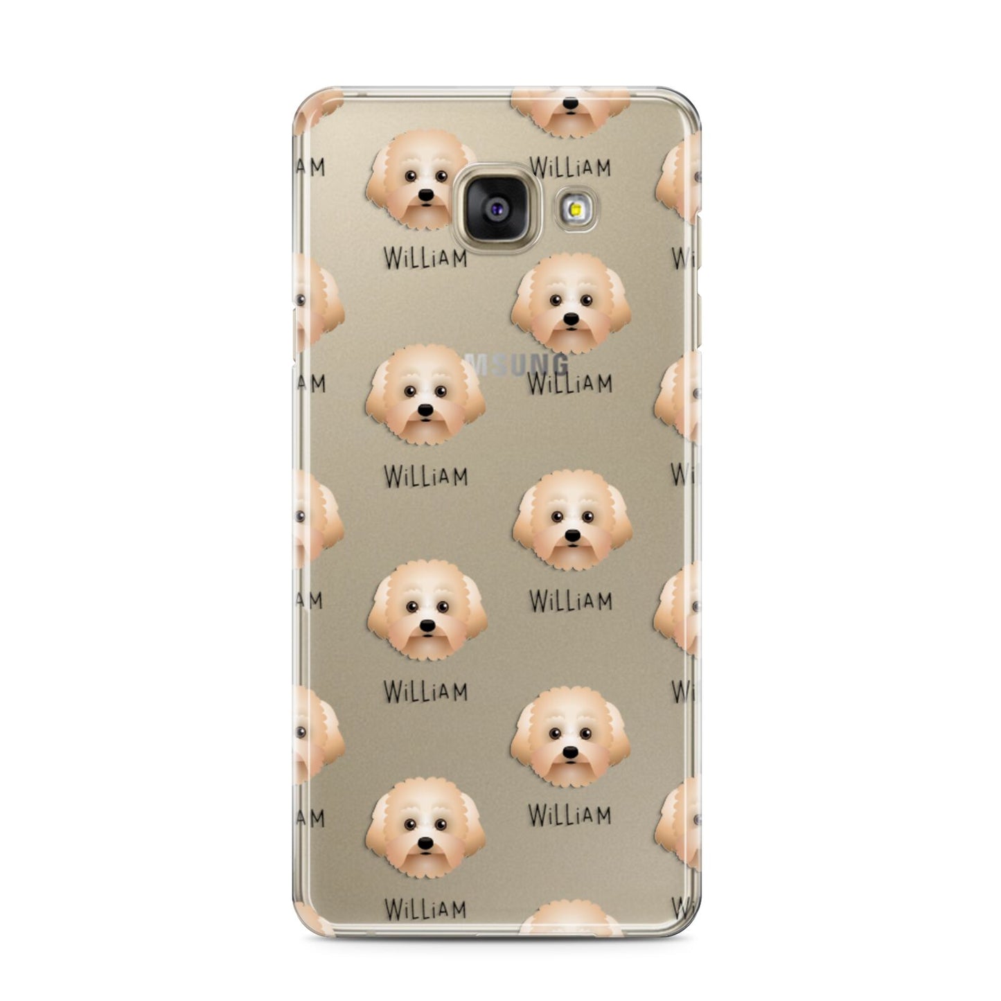 Malti Poo Icon with Name Samsung Galaxy A3 2016 Case on gold phone